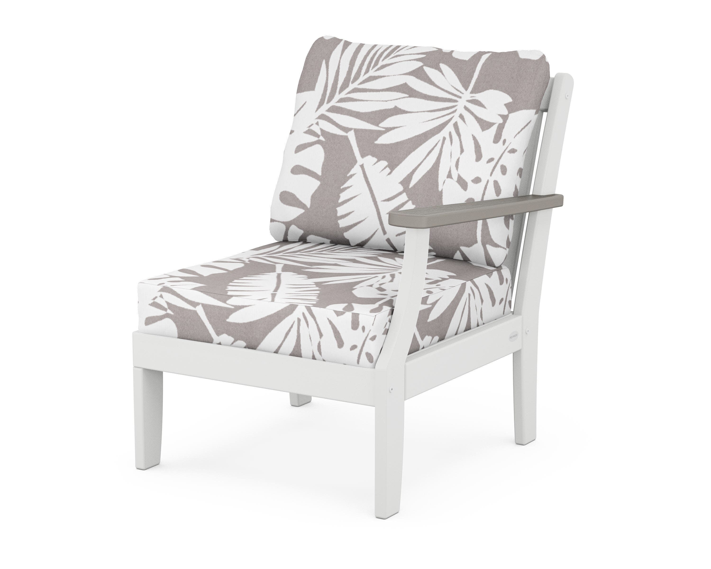 Braxton Modular Right Arm Chair in White / Driftwood / Leaf Grey Mist