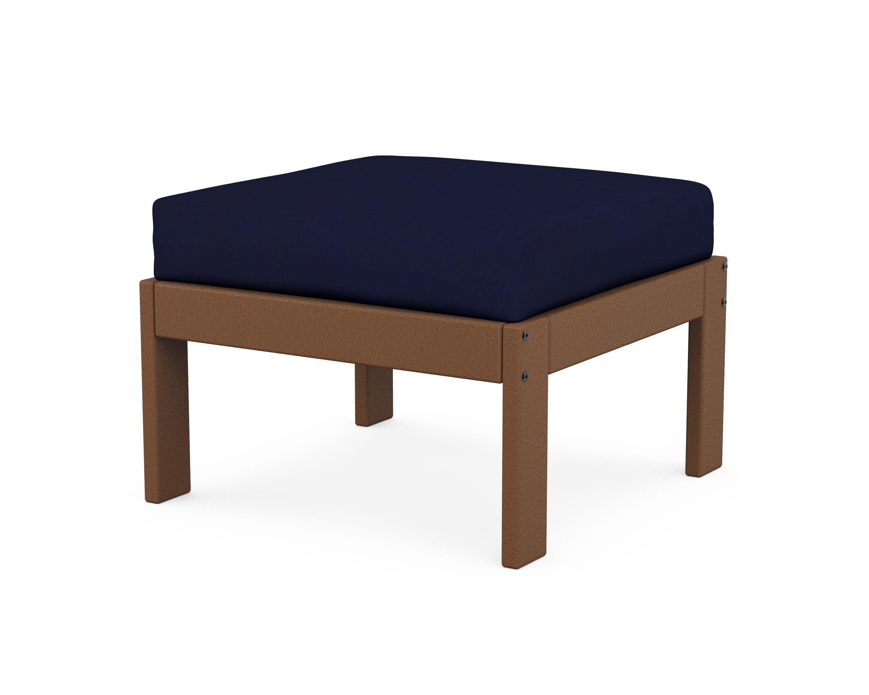 Vineyard Modular Ottoman in Teak / Navy
