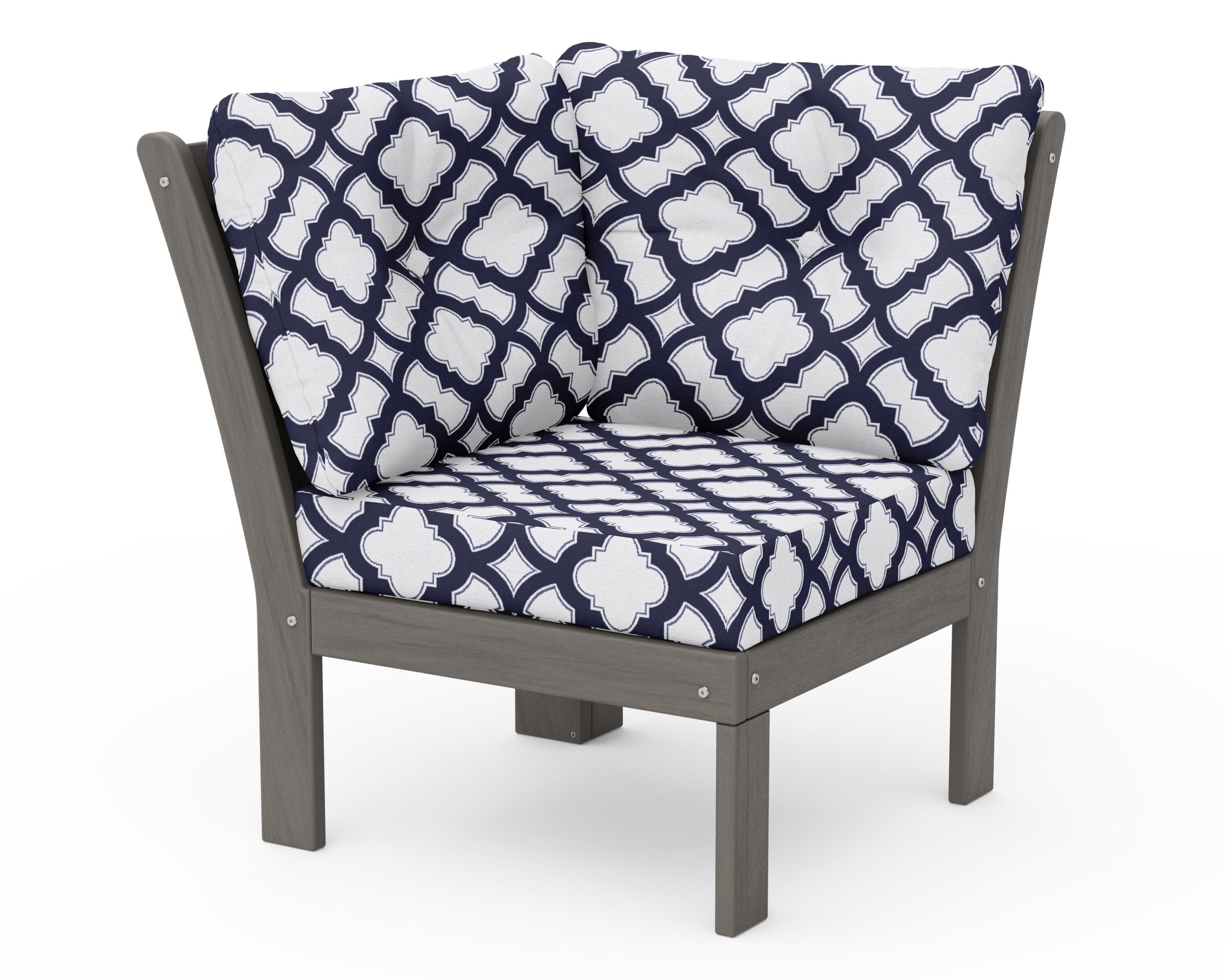 Vineyard Modular Corner Chair in Driftwood / Trellis Navy