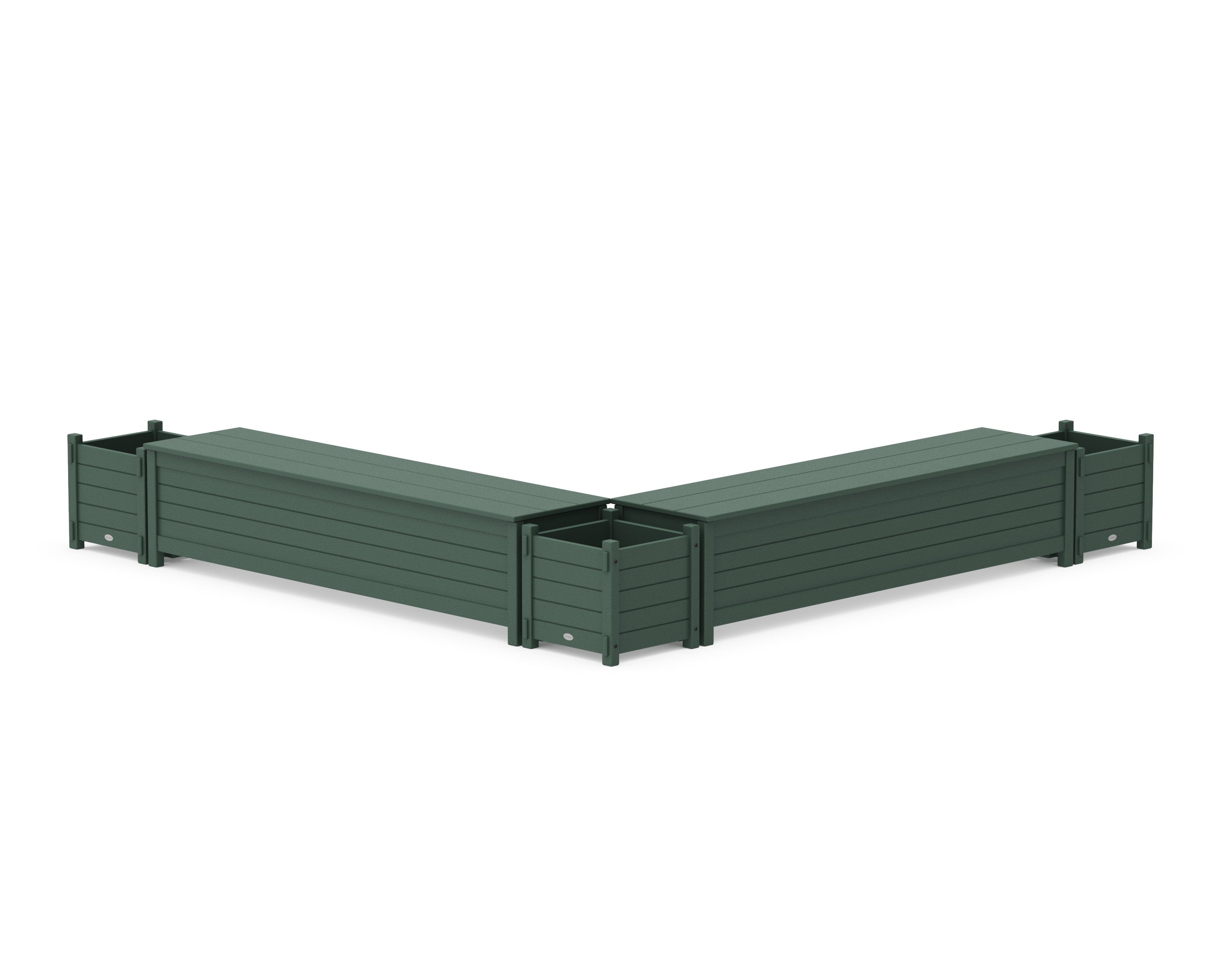 72" Nautical L- Shaped Planter Storage Bench Corner Set in Green