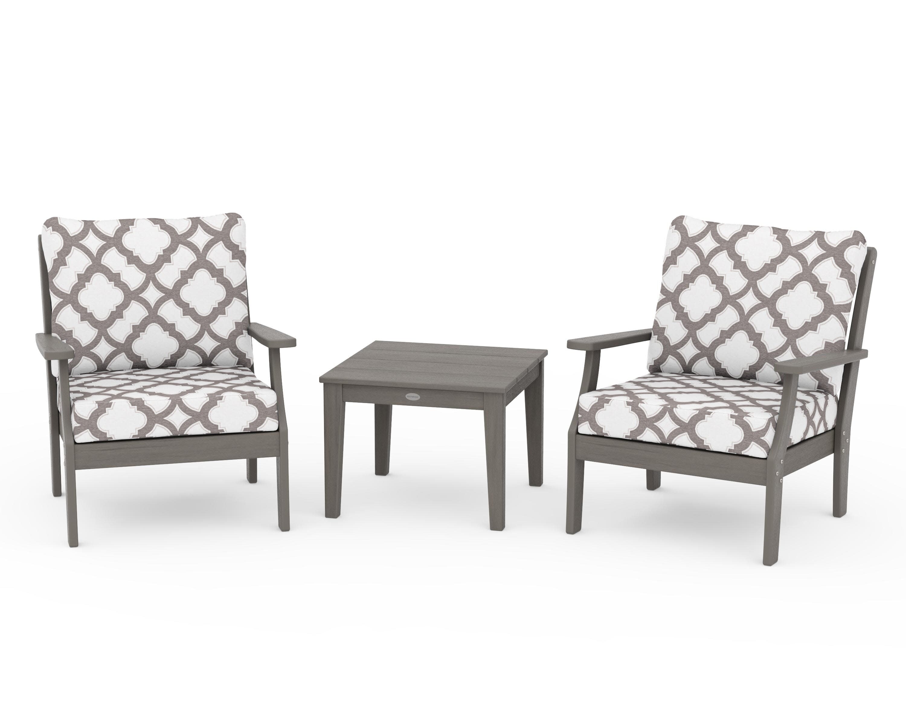 Braxton 3-Piece Deep Seating Set in Driftwood / Trellis Grey Mist