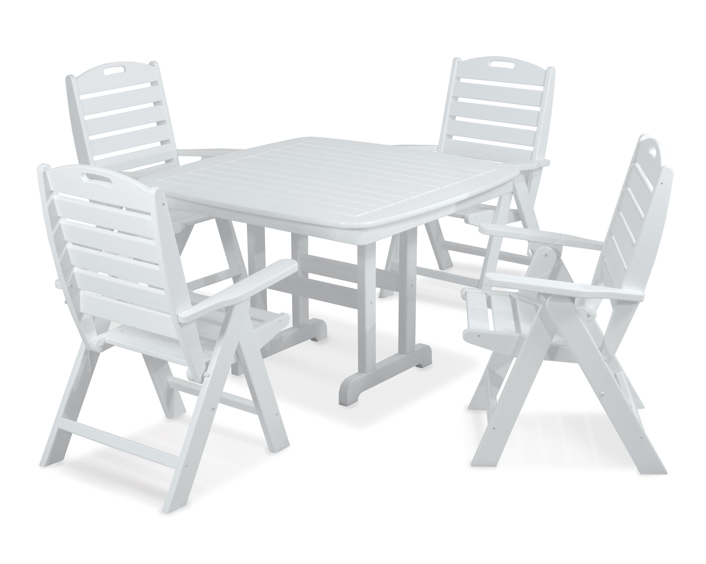 Nautical Highback Chair 5-Piece Dining Set in White