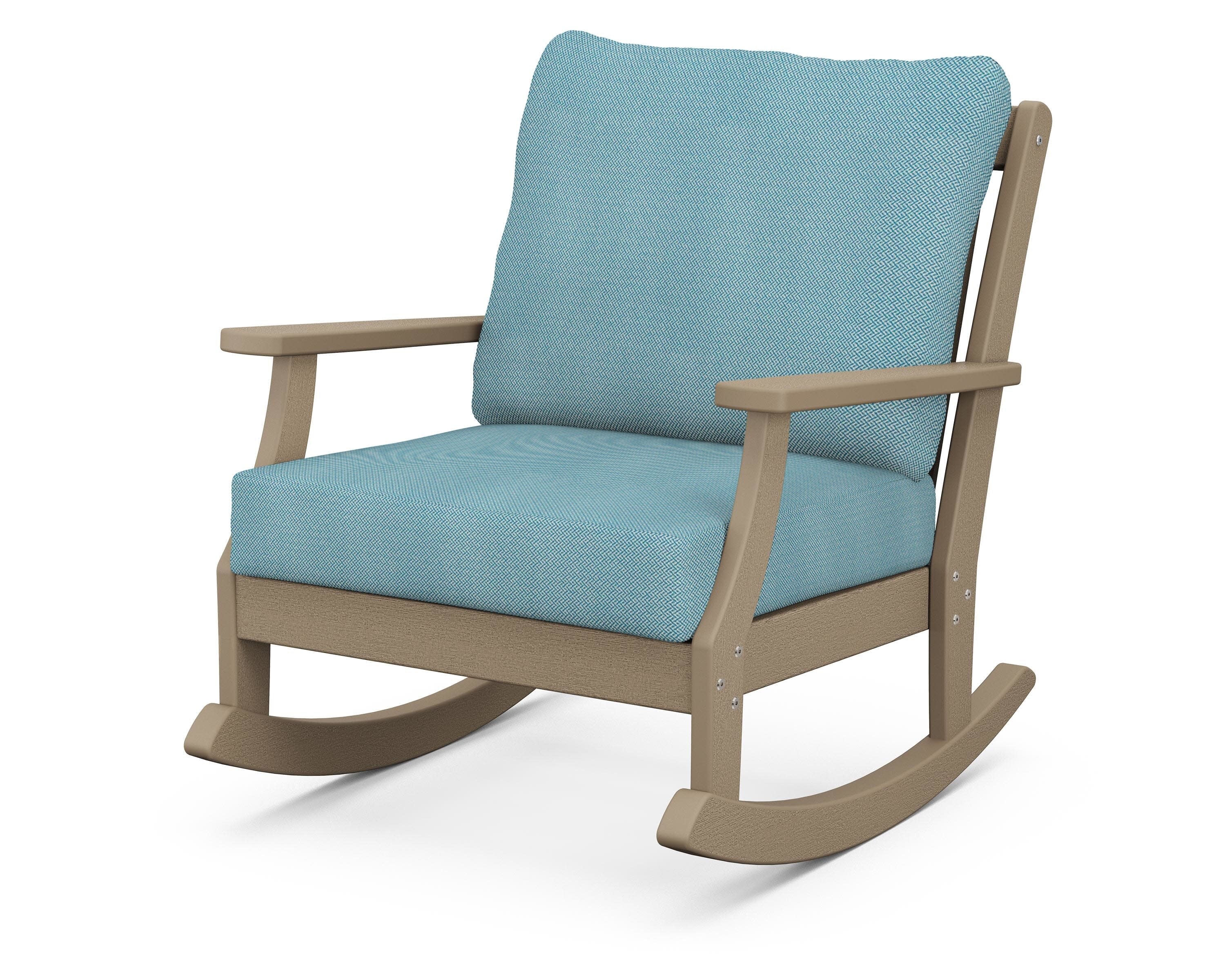 Braxton Deep Seating Rocking Chair in Vintage Sahara / Lattice Sky Blue