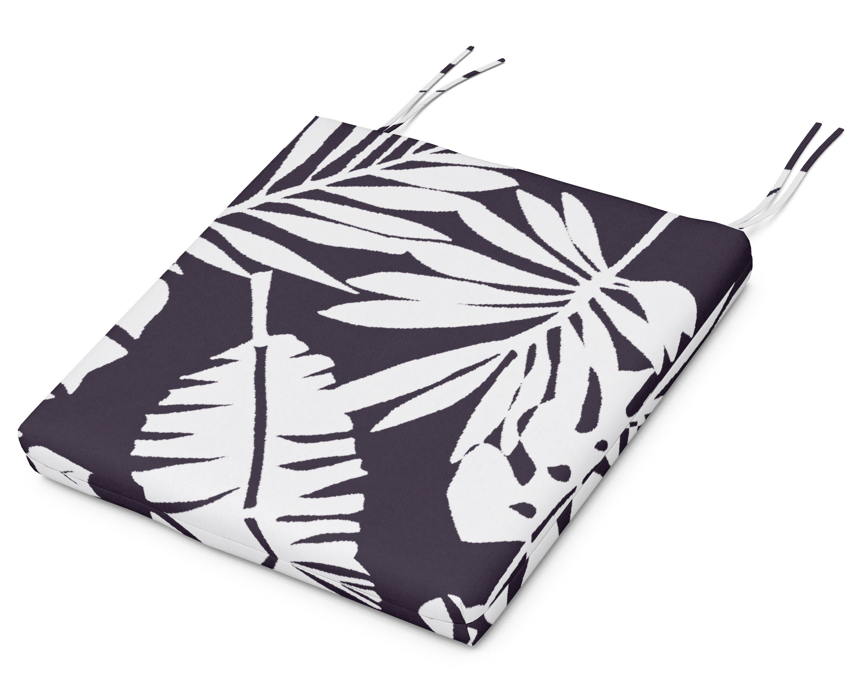 Seat Cushion 17"D x 19"W x 2.5"H in Leaf Navy