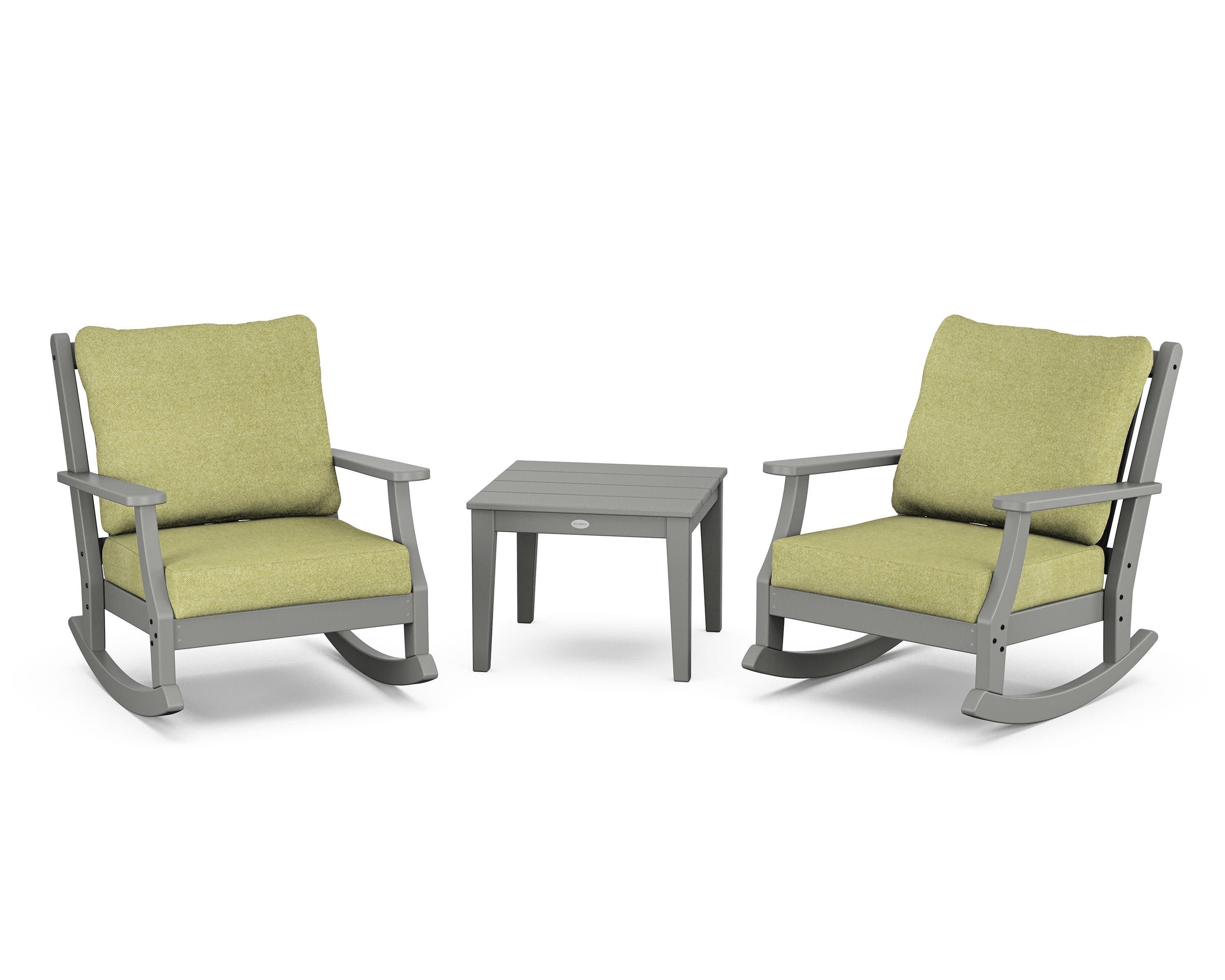 Wovendale 3-Piece Deep Seating Rocker Set in Slate Grey / Chartreuse Boucle