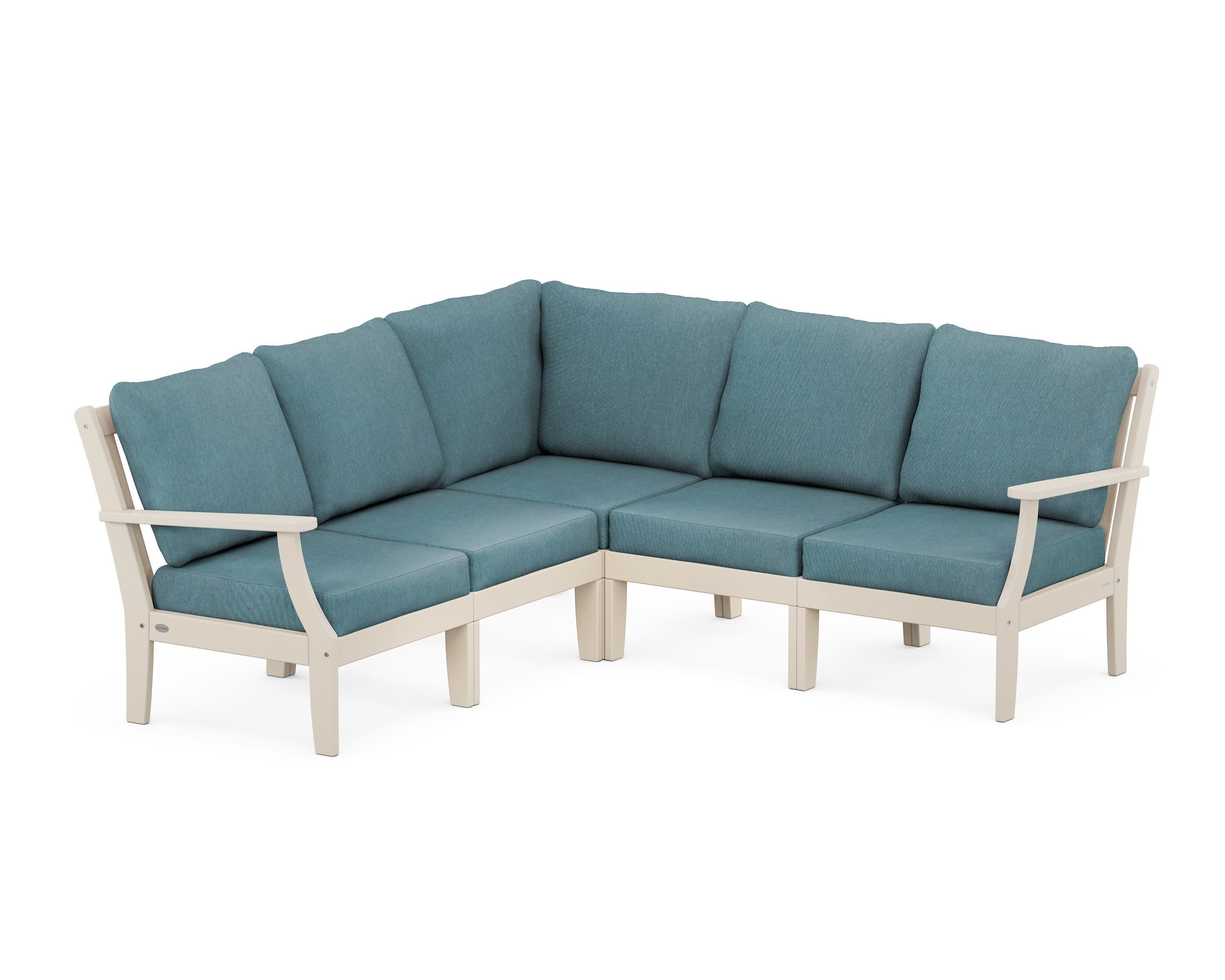 Braxton Modular 5-Piece Deep Seating Set in Sand / Ocean Teal