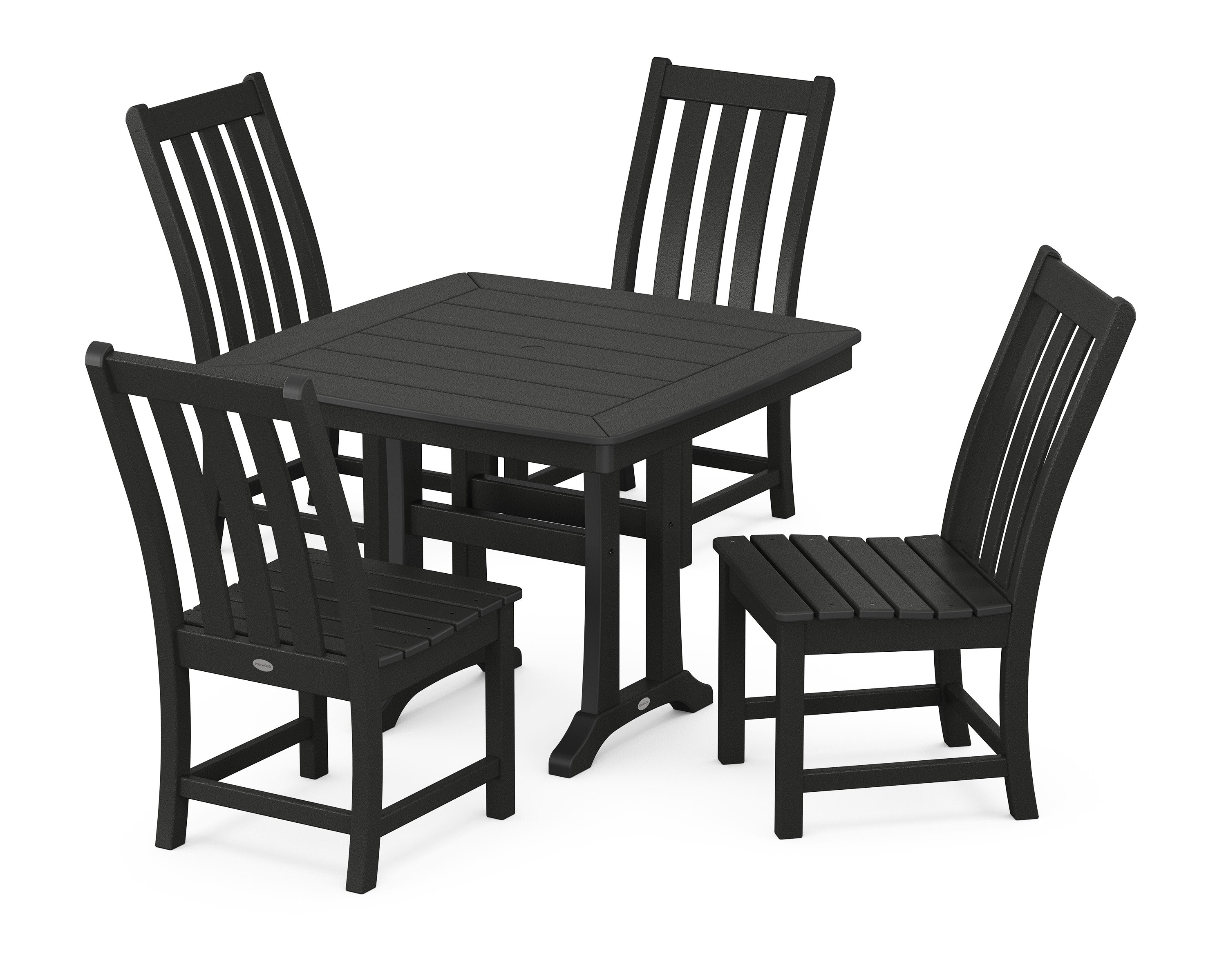 Vineyard Side Chair 5-Piece Dining Set with Trestle Legs in Black