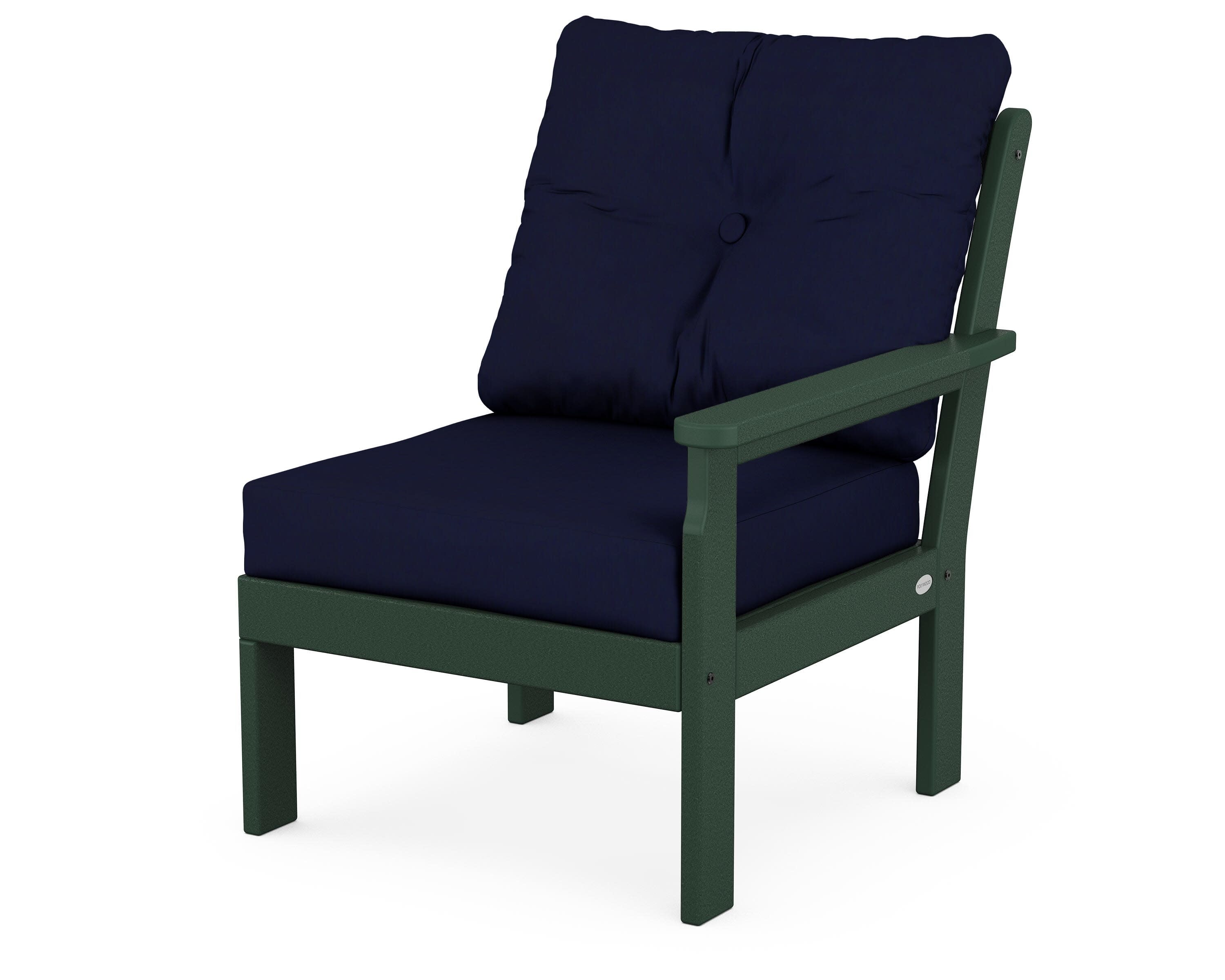 Vineyard Modular Right Arm Chair in Green / Navy