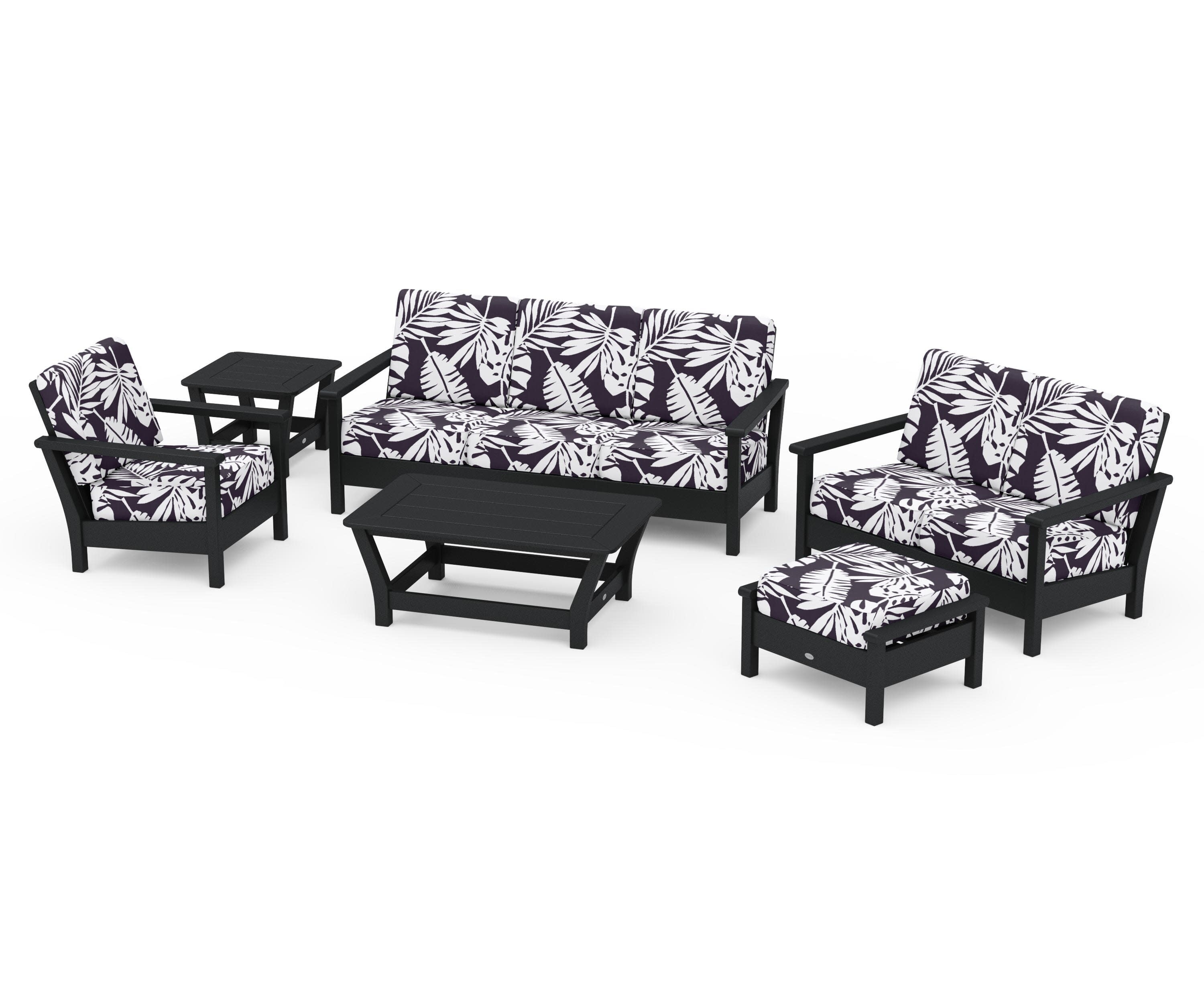 Harbour 6-Piece Outdoor Living Set in Black / Leaf Navy