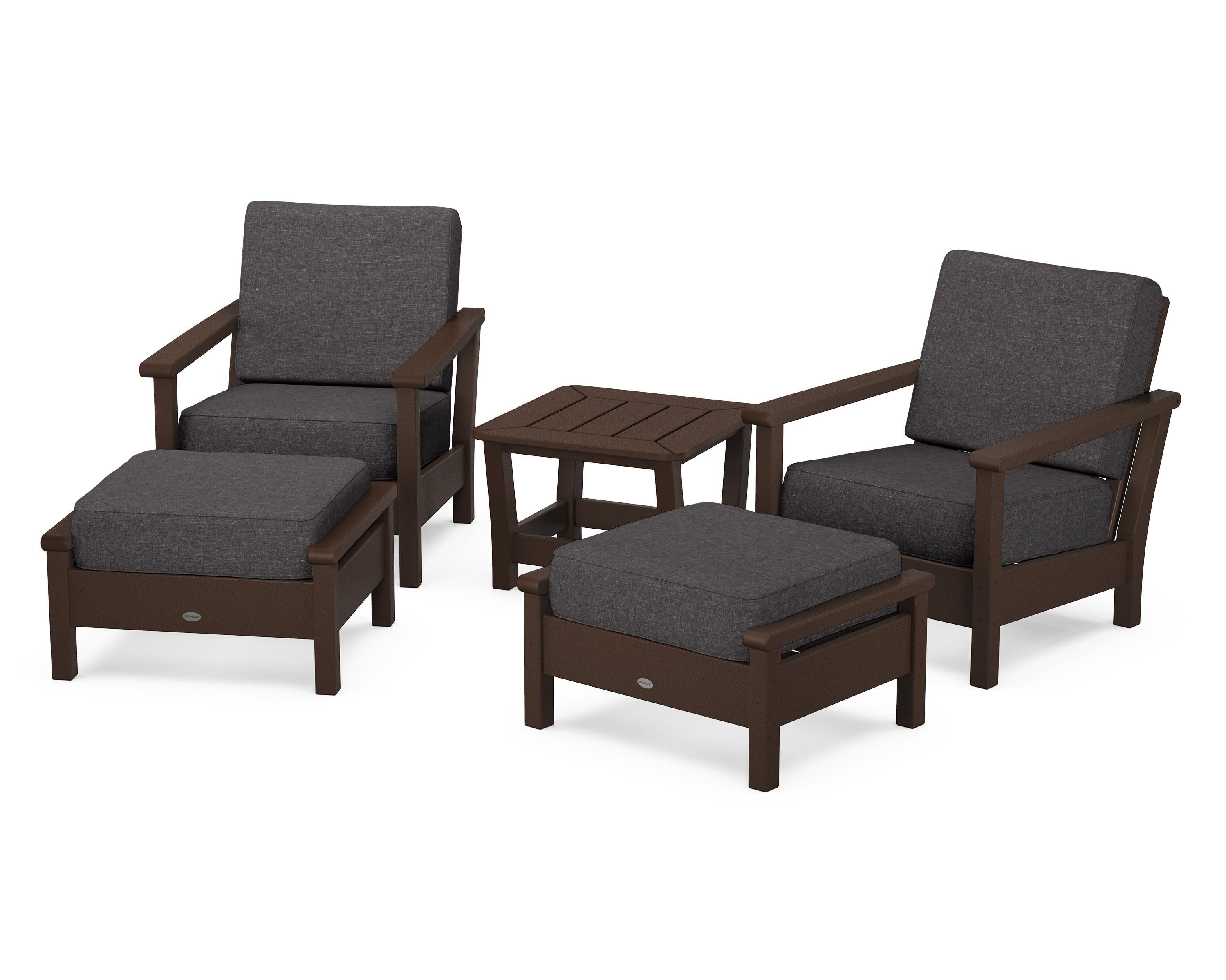 Harbour 5-Piece Deep Seating Chair Set in Mahogany / Ash Charcoal