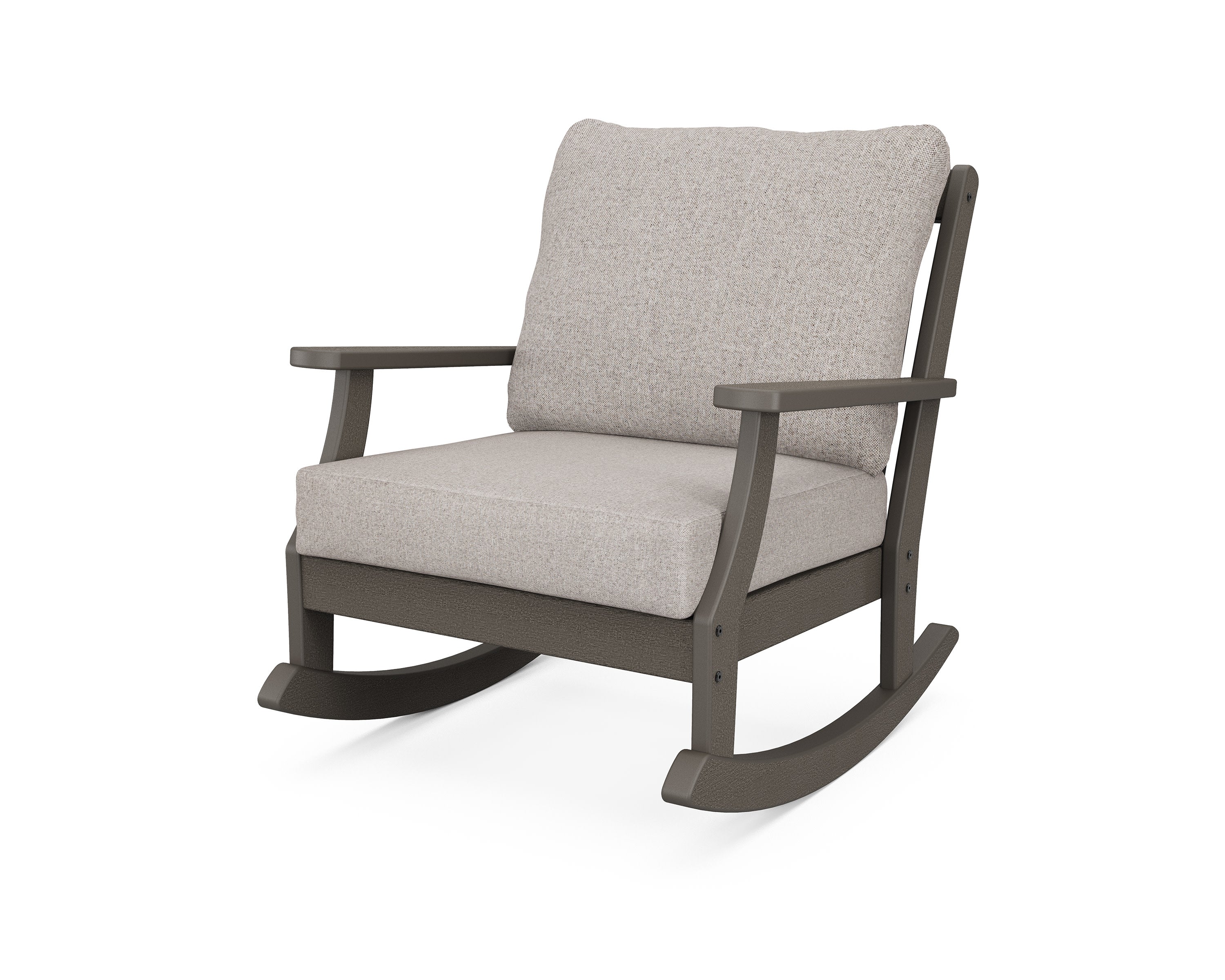 Braxton Deep Seating Rocking Chair in Vintage Coffee / Weathered Tweed