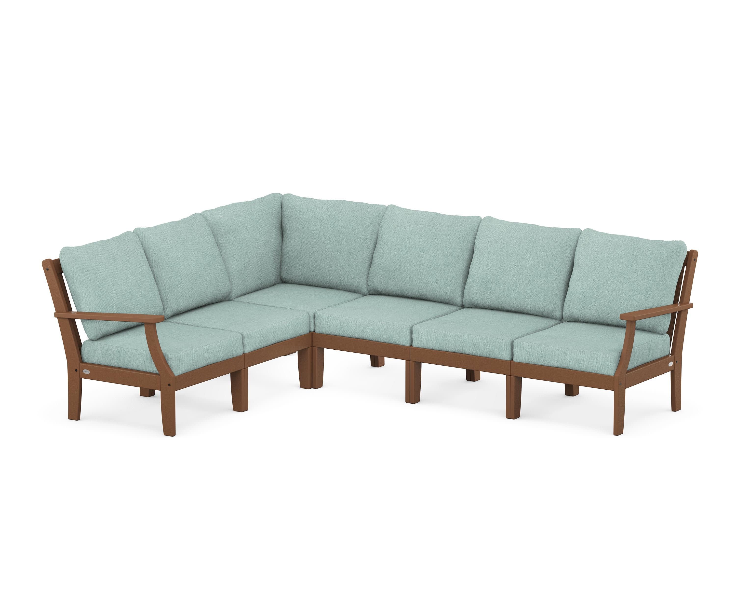 Braxton Modular 6-Piece Deep Seating Set in Teak / Glacier Spa