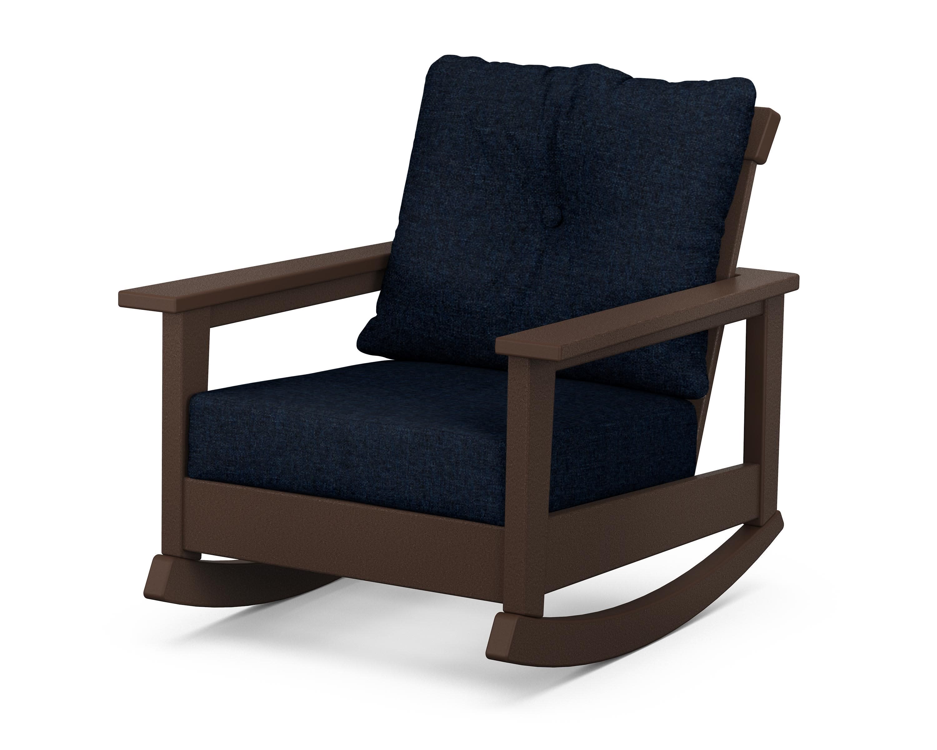 Prescott Deep Seating Rocking Chair in Mahogany / Marine Indigo