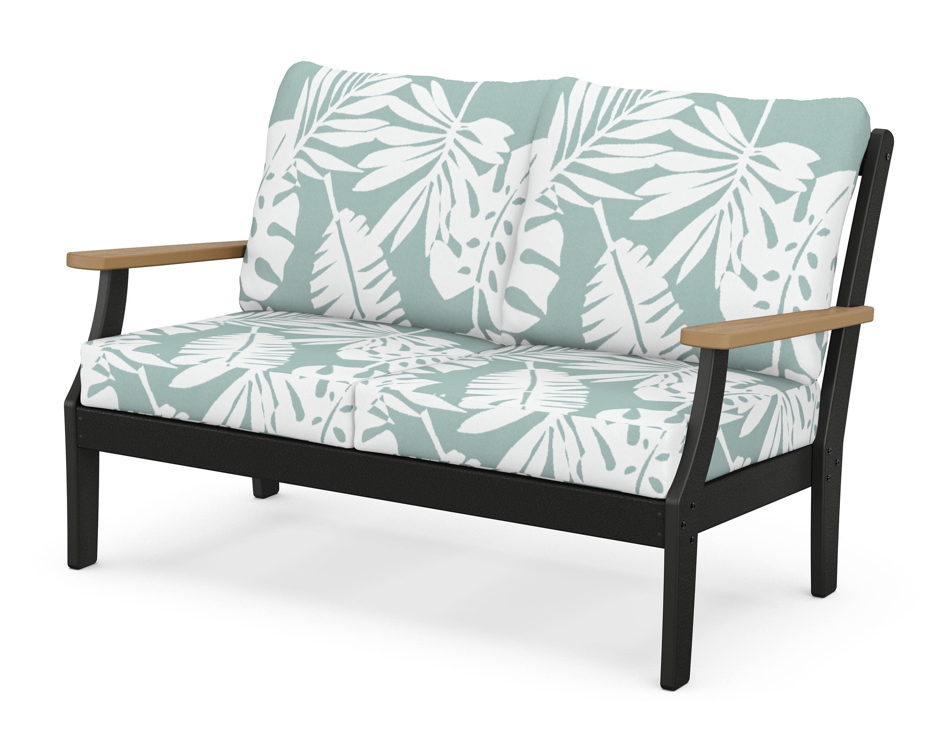 Braxton Deep Seating Loveseat in Black / Natural / Leaf Glacier Spa