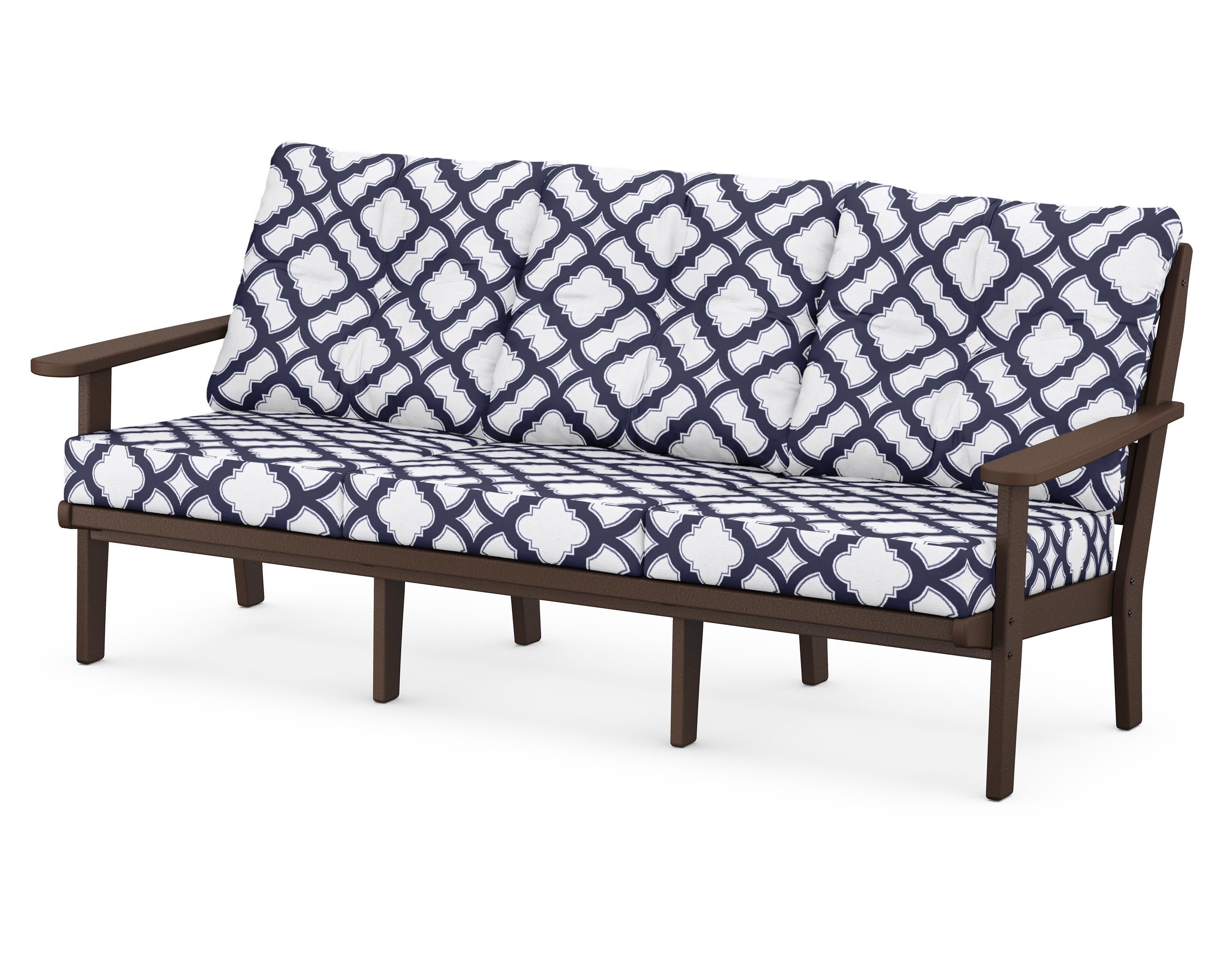 Lakeside Deep Seating Sofa in Mahogany / Trellis Navy