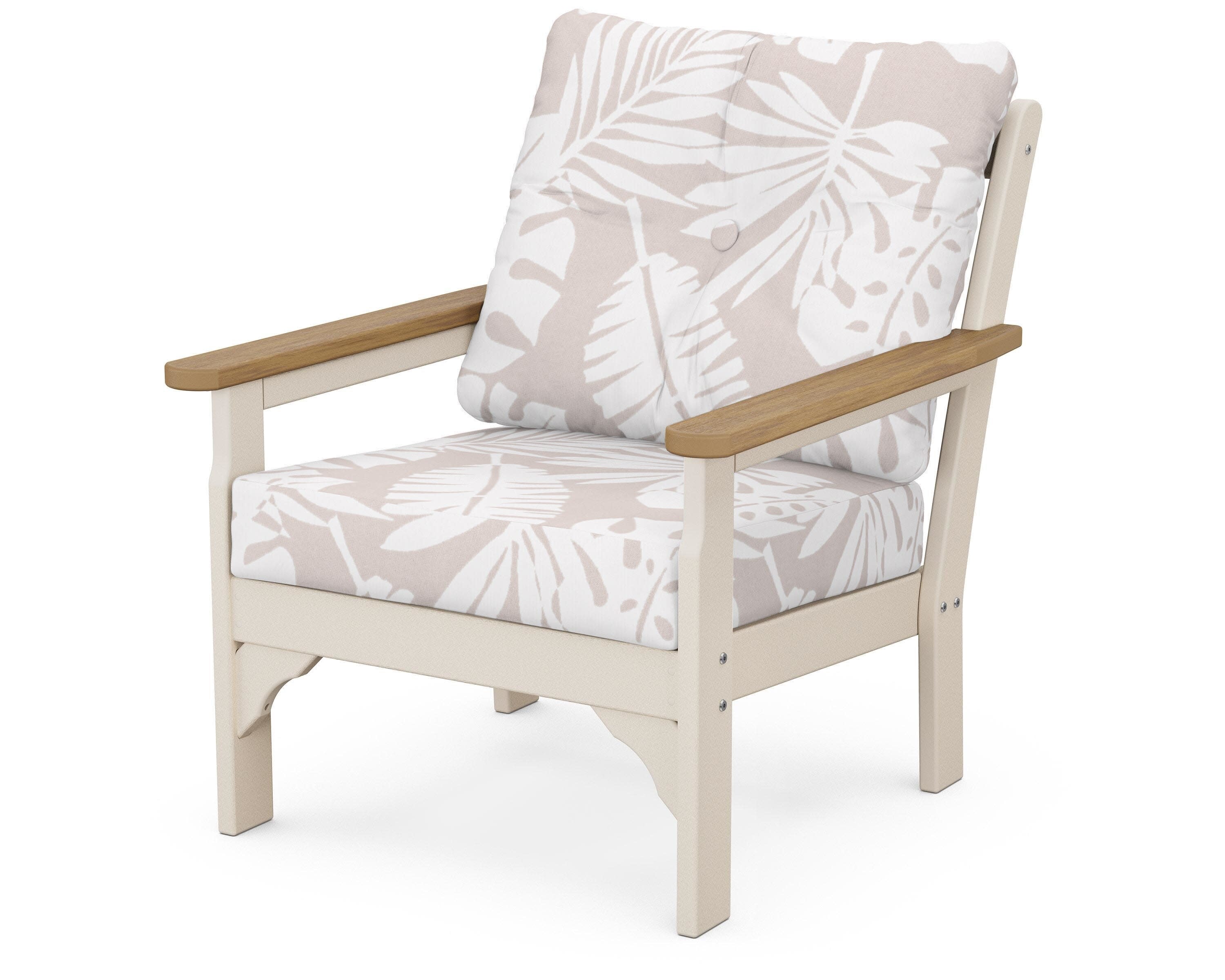 Vineyard Deep Seating Chair in Sand / Natural / Leaf Dune Burlap