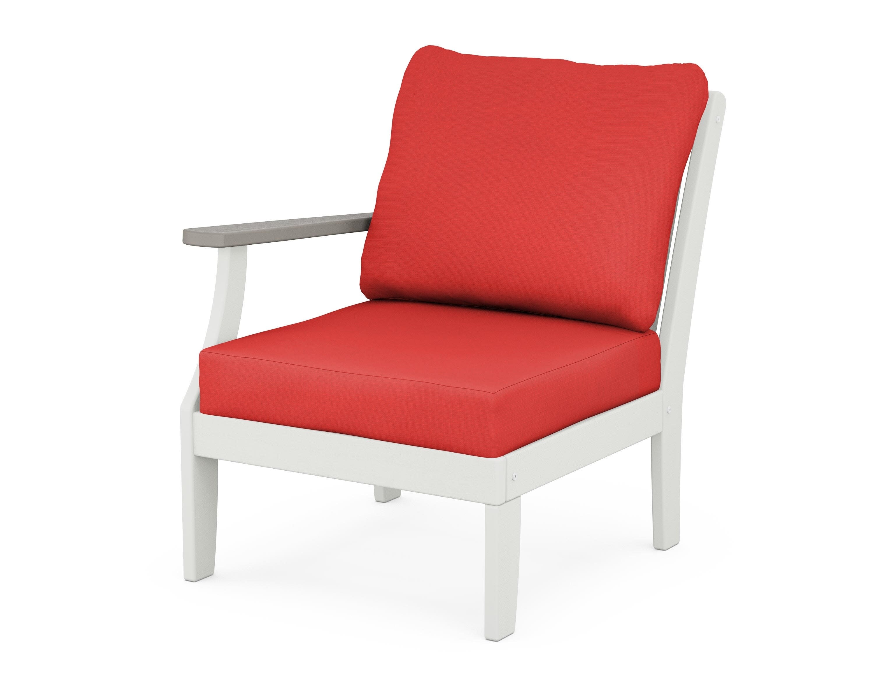 Braxton Modular Left Arm Chair in White / Driftwood / Crimson Linen