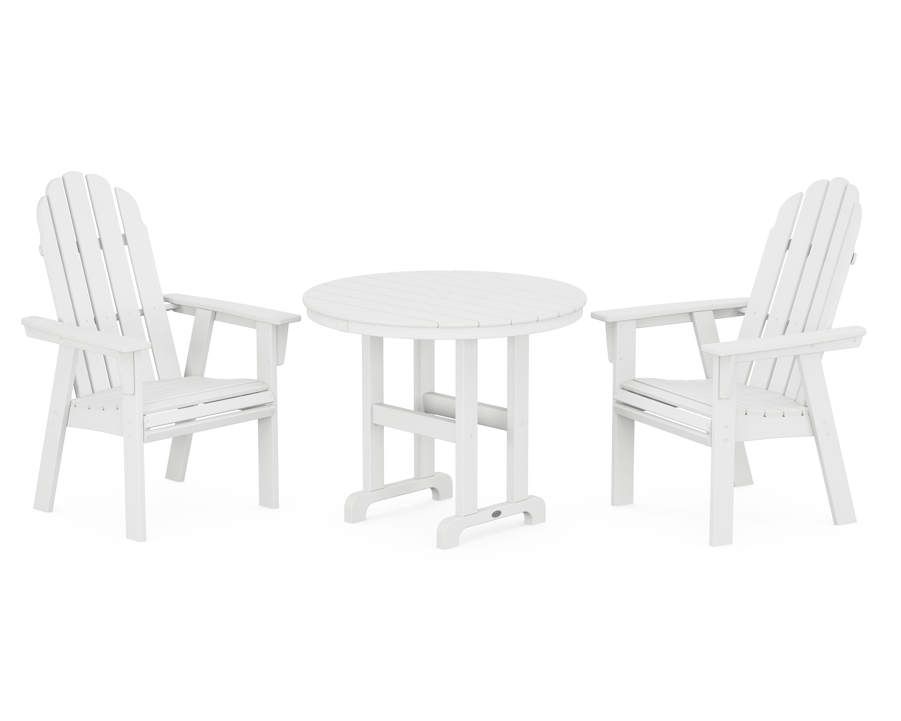 Vineyard Adirondack 3-Piece Round Dining Set in White