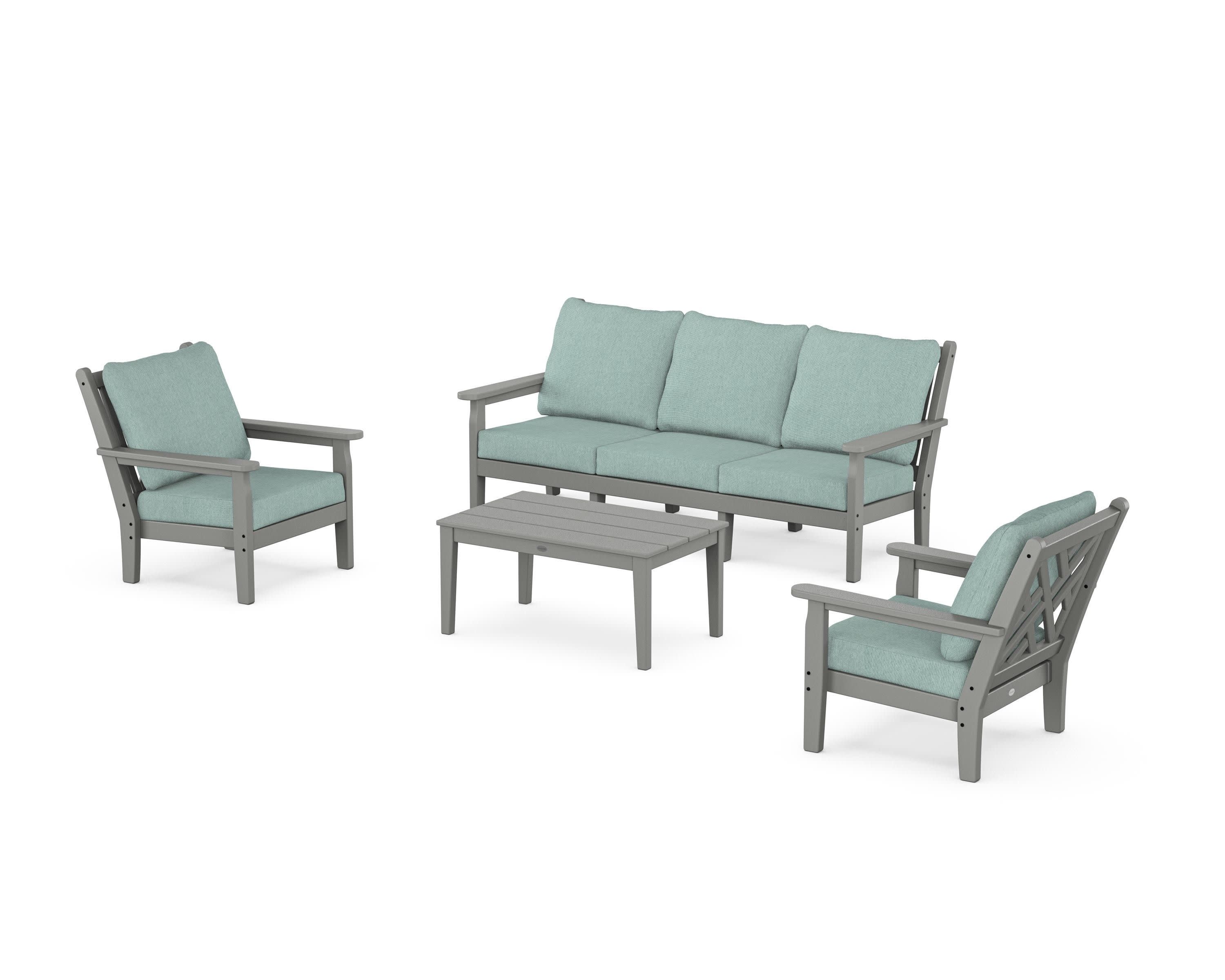 Chippendale 4-Piece Deep Seating Set with Sofa in Slate Grey / Glacier Spa