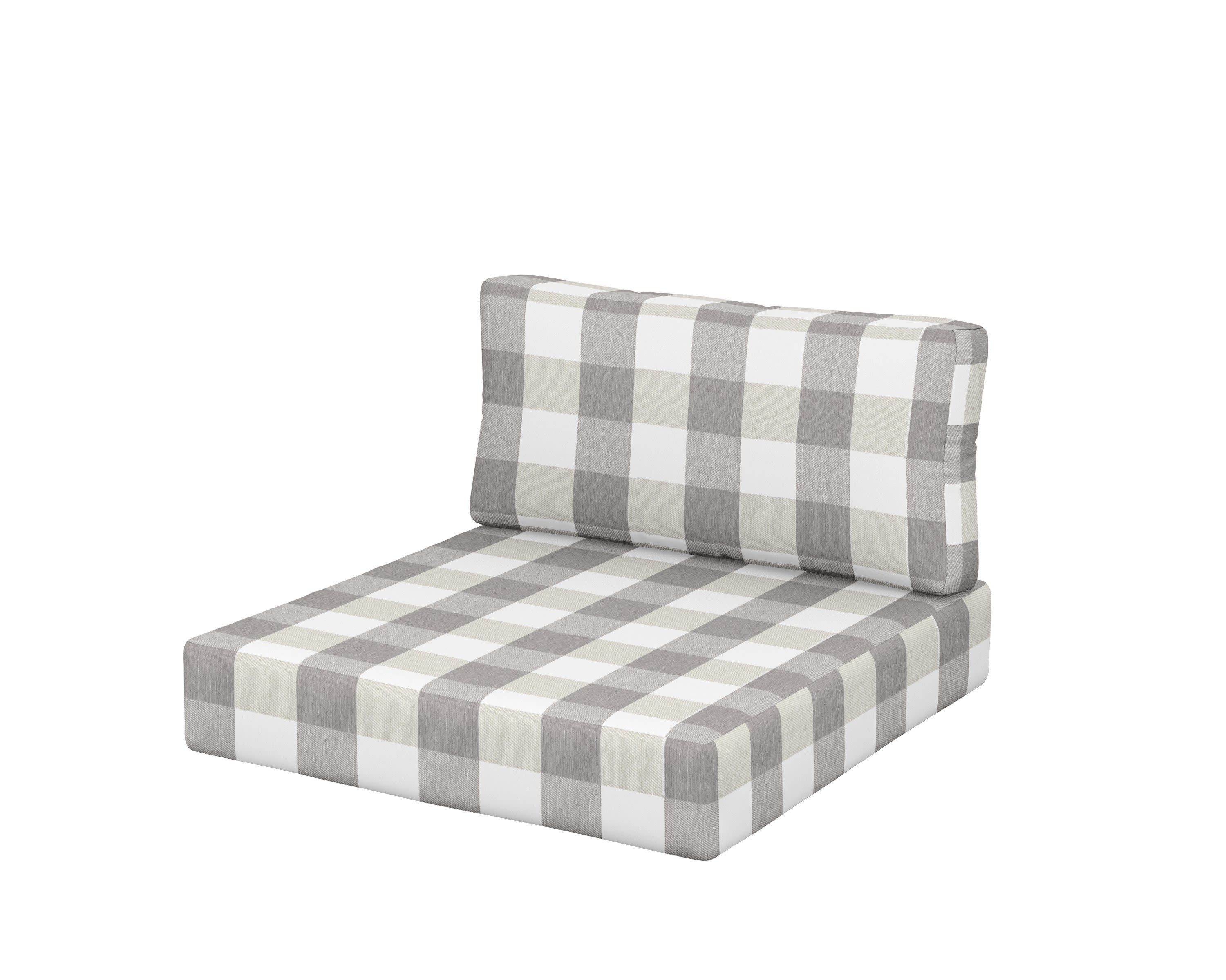 Acadia Back/Seat Cushion Set in Buffalo Plaid Grey Mist