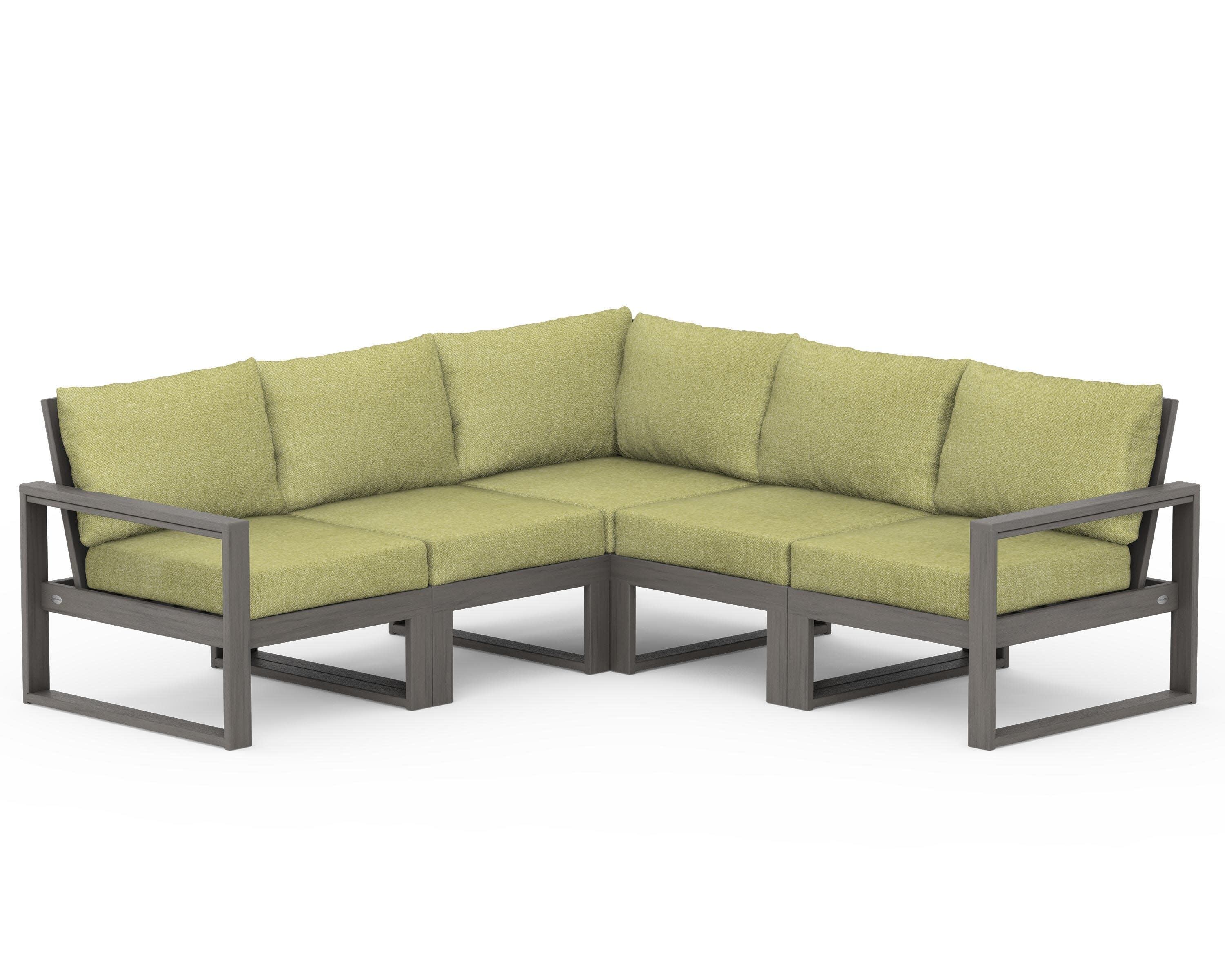EDGE 5-Piece Modular Deep Seating Set in Driftwood / Chartreuse Boucle
