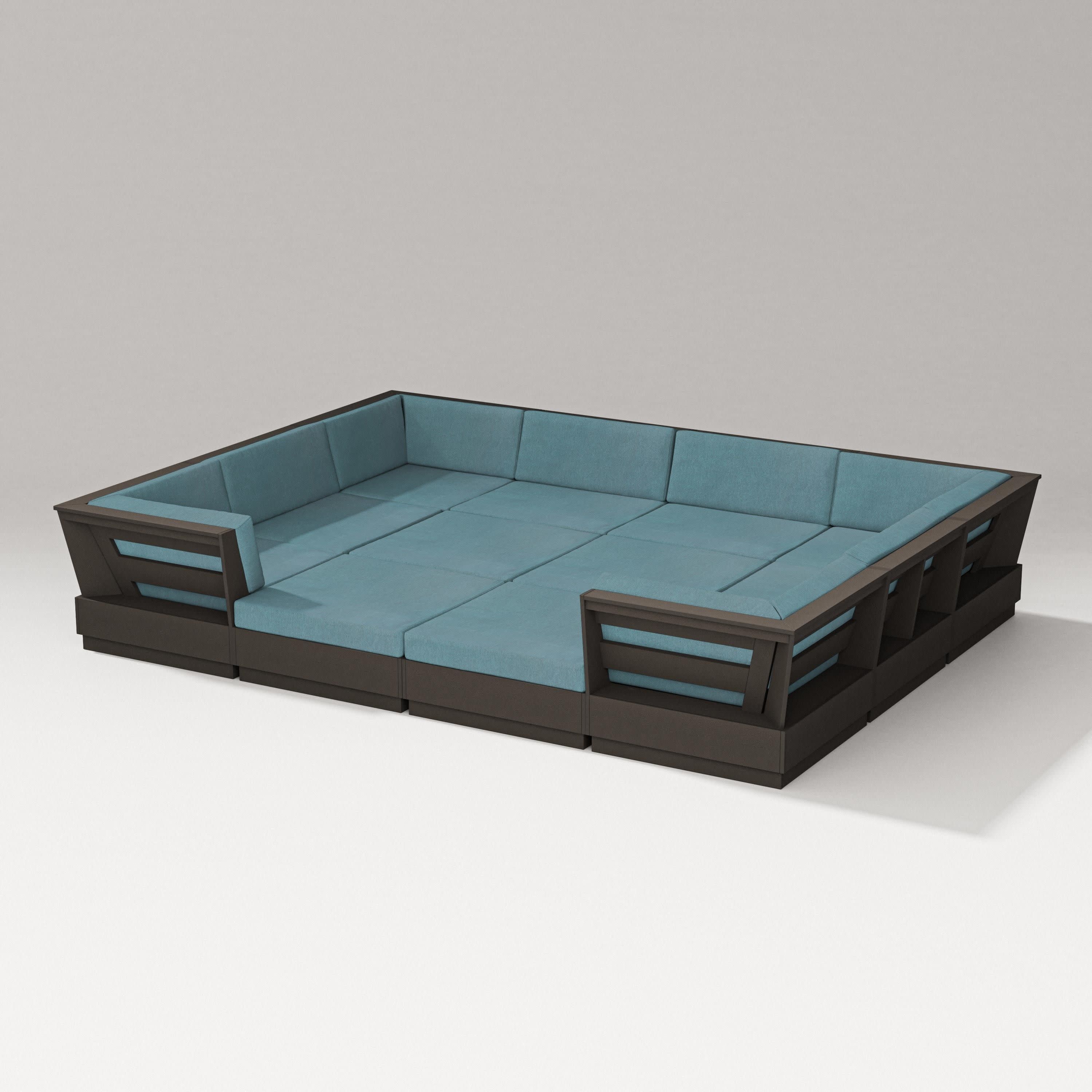 Elevate 12-Piece Pit Sectional in Vintage Coffee / Ocean Teal