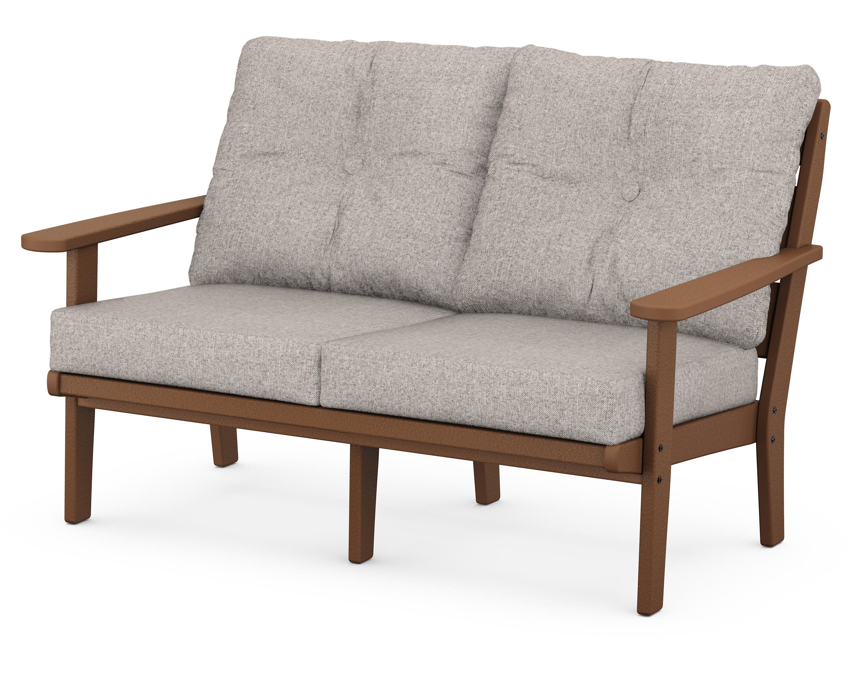 Lakeside Deep Seating Loveseat in Teak / Weathered Tweed