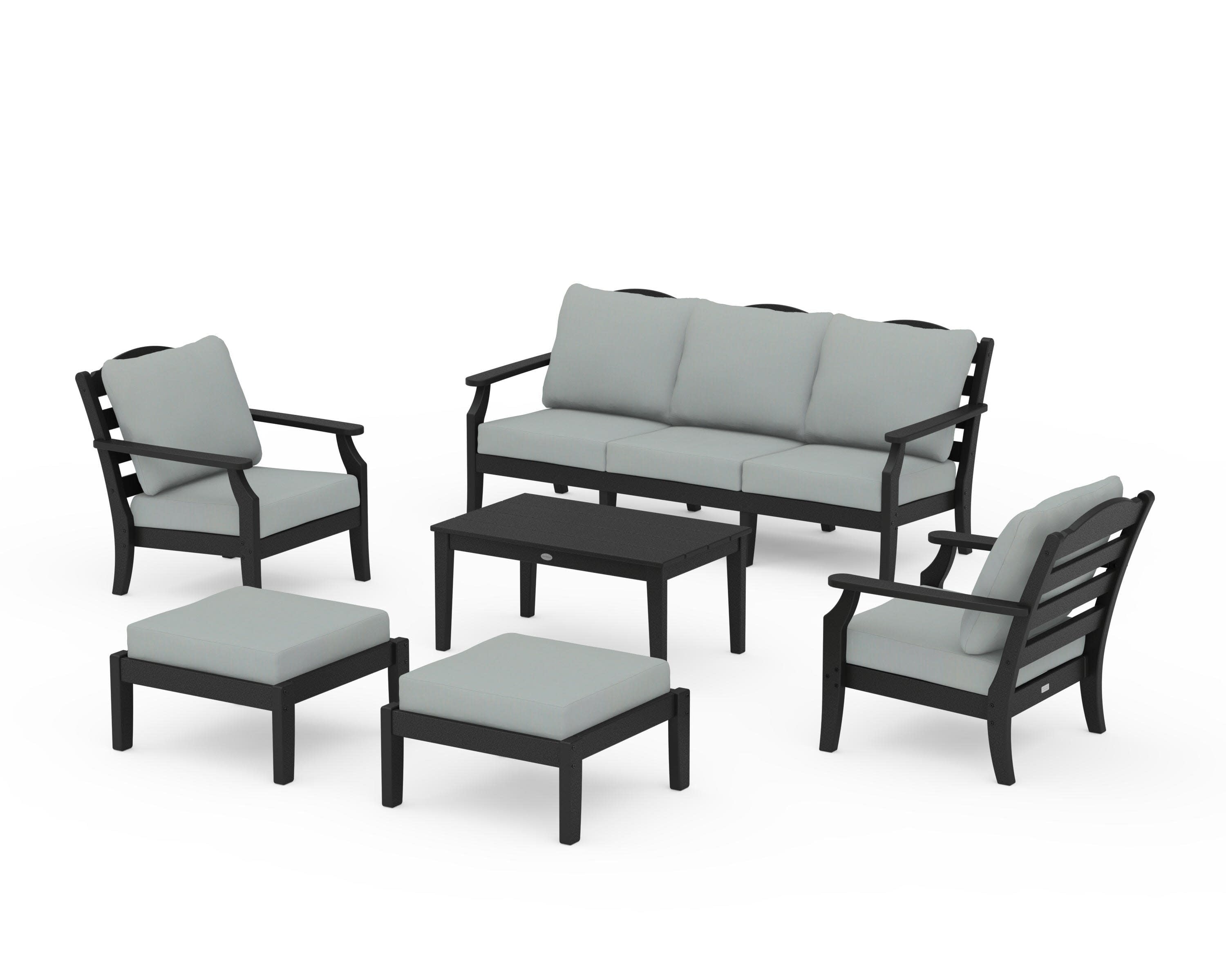 Savannah 6-Piece Lounge Sofa Set in Black / Spa