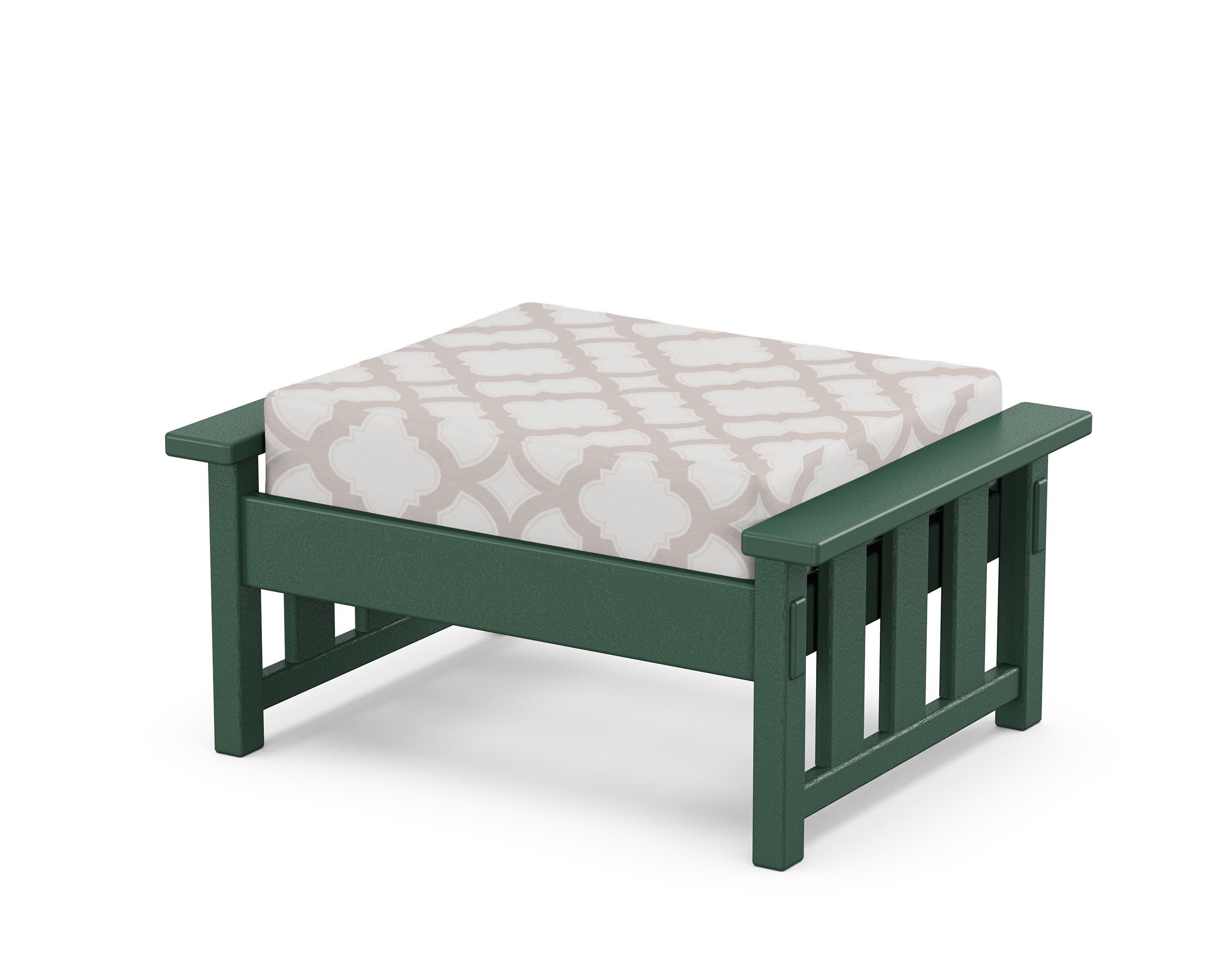 Acadia Deep Seating Ottoman in Green / Trellis Dune Burlap