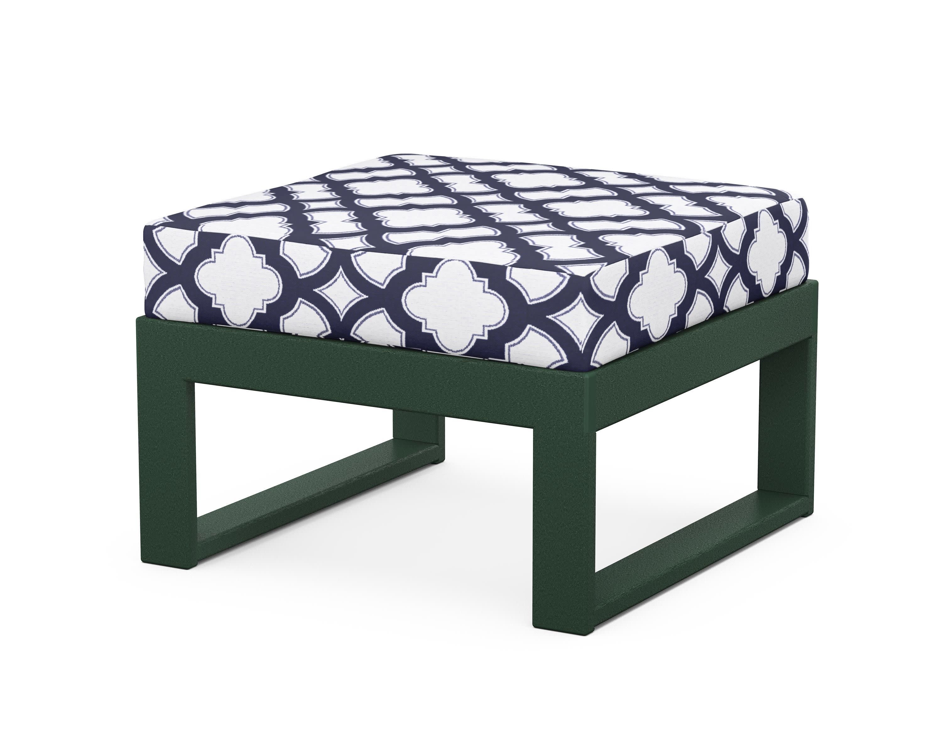 Modular Ottoman - Modern in Green / Trellis Navy