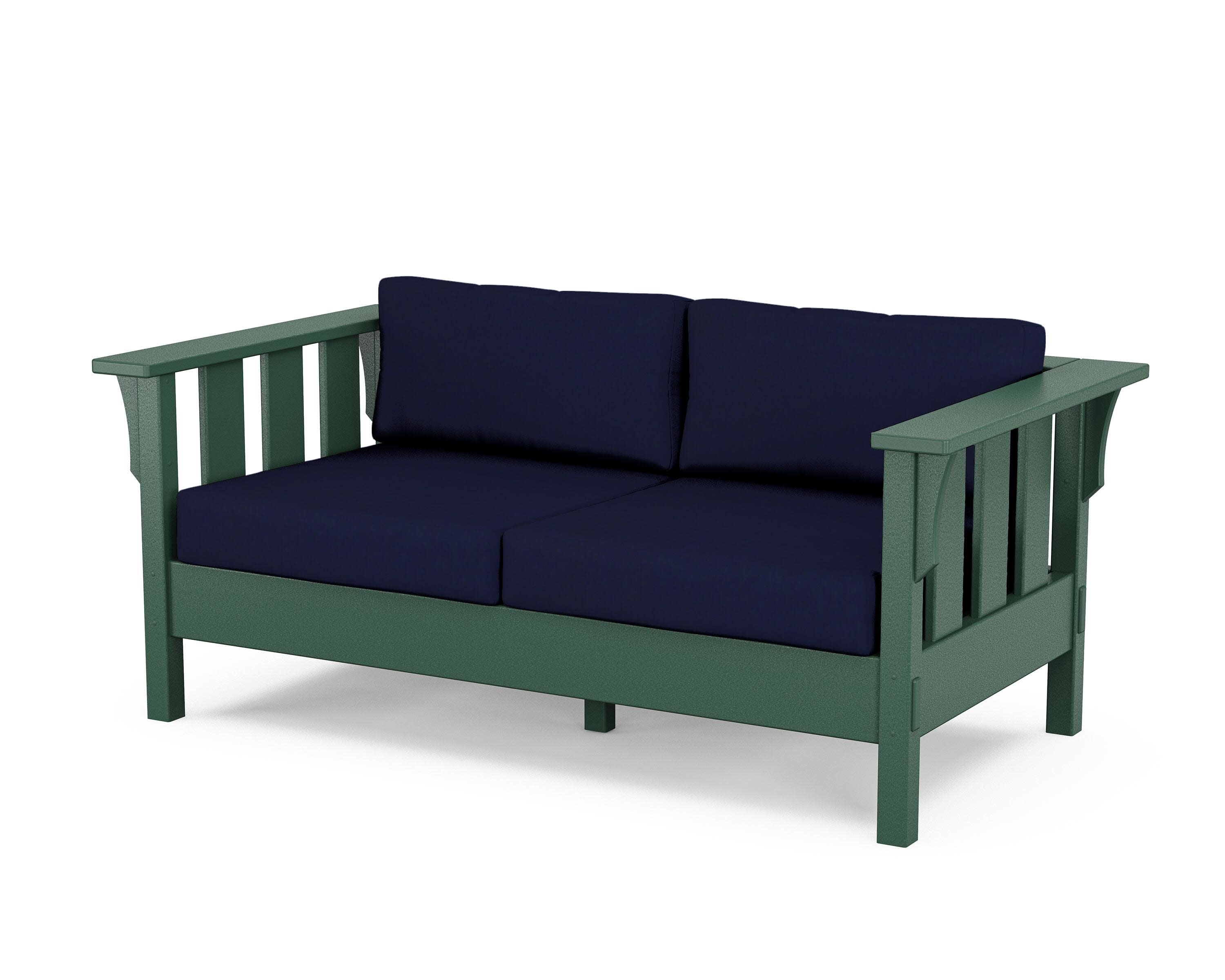 Acadia Deep Seating Loveseat in Green / Navy