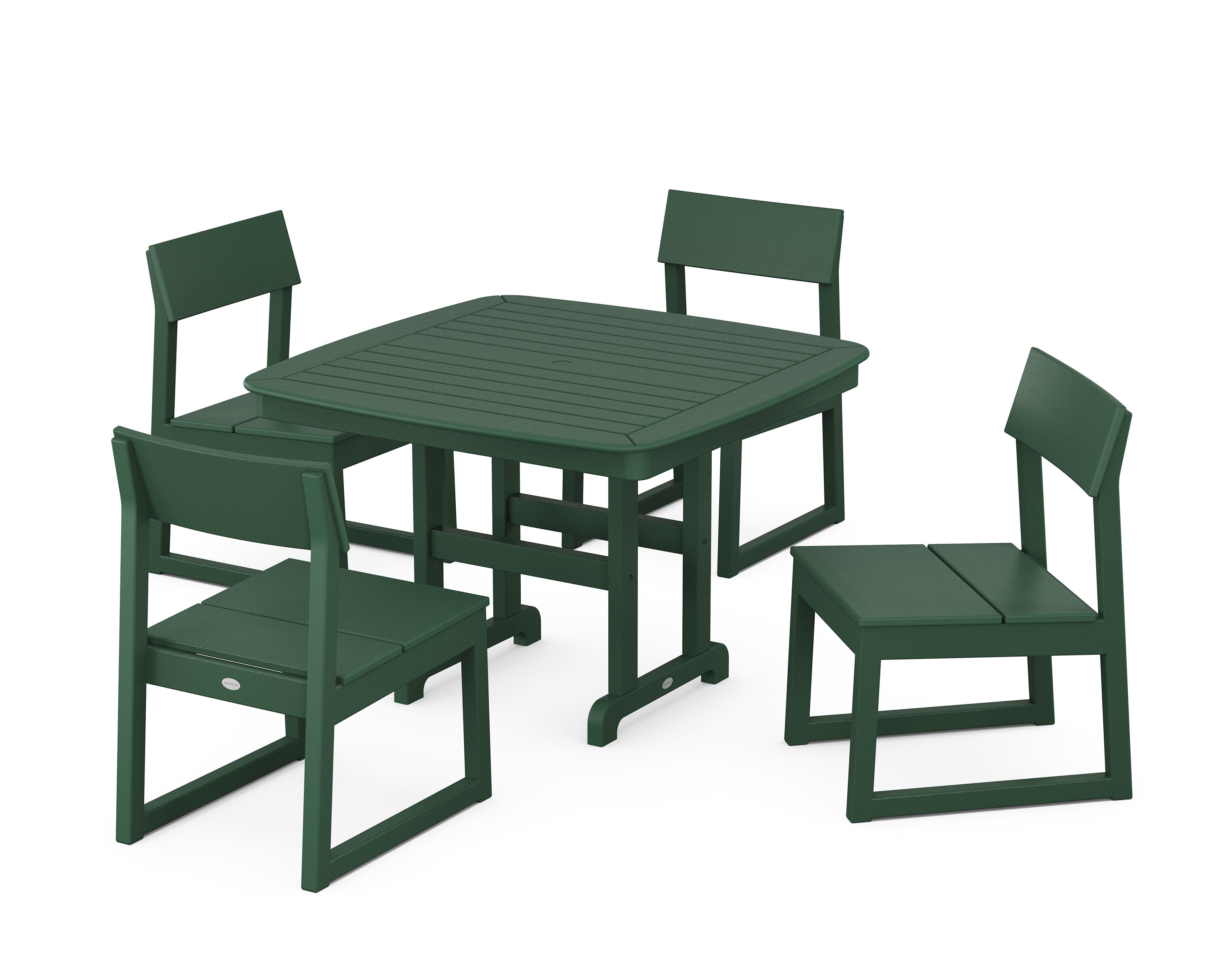 EDGE Side Chair 5-Piece Dining Set with Trestle Legs in Green