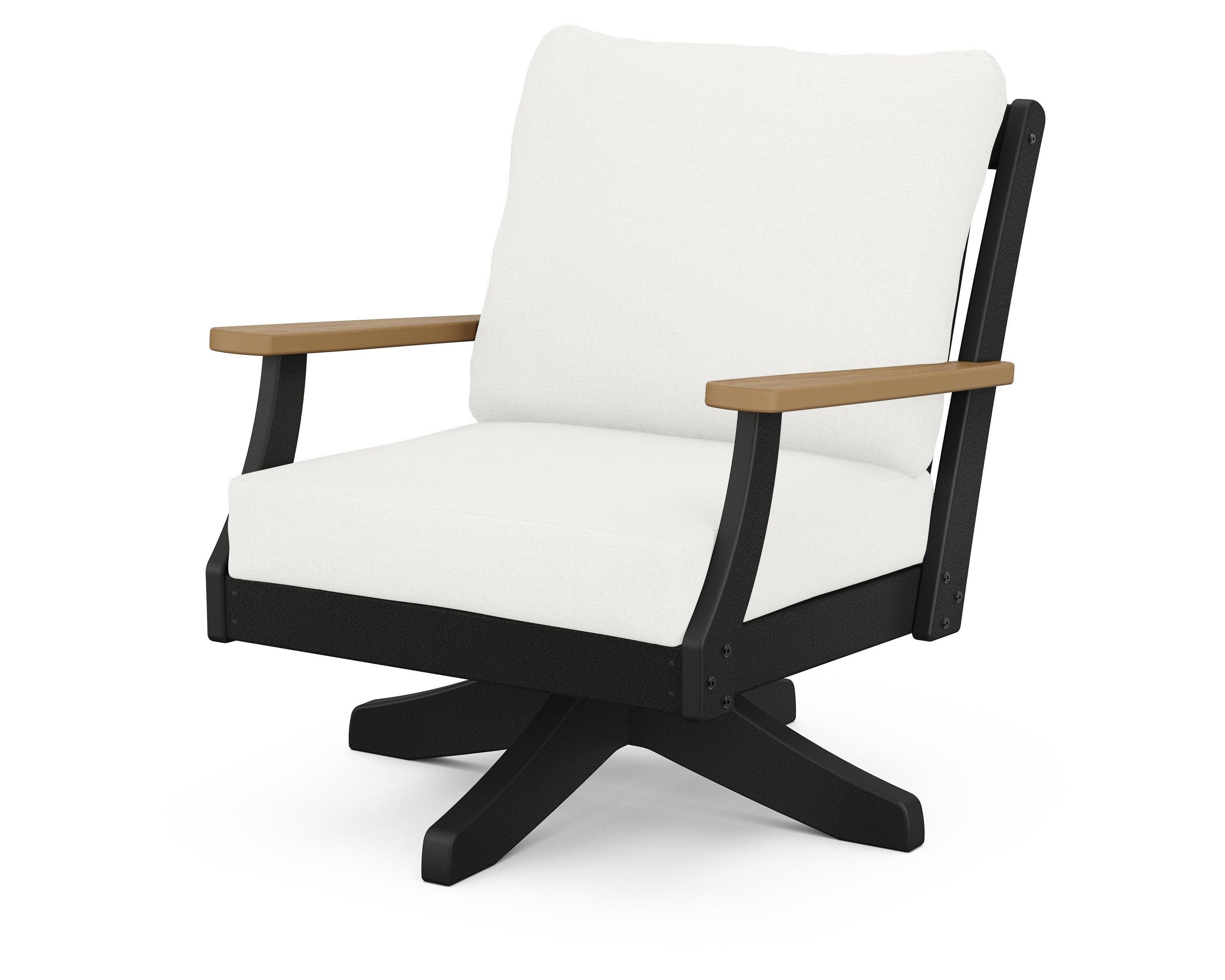Braxton Deep Seating Swivel Chair in Black / Natural / Natural Linen