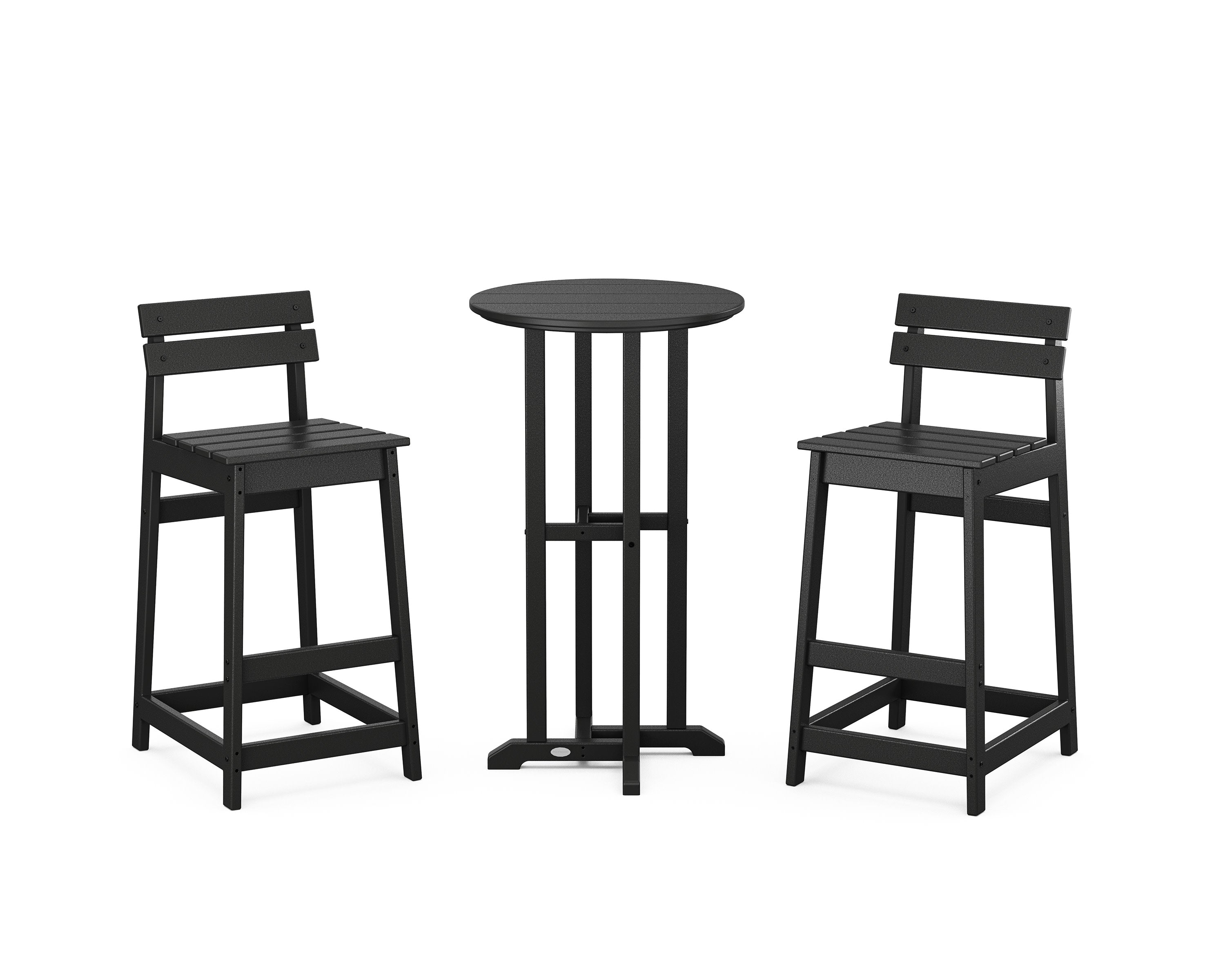 Modern Studio Plaza Lowback Bar Chair 3-Piece Bistro Set in Black