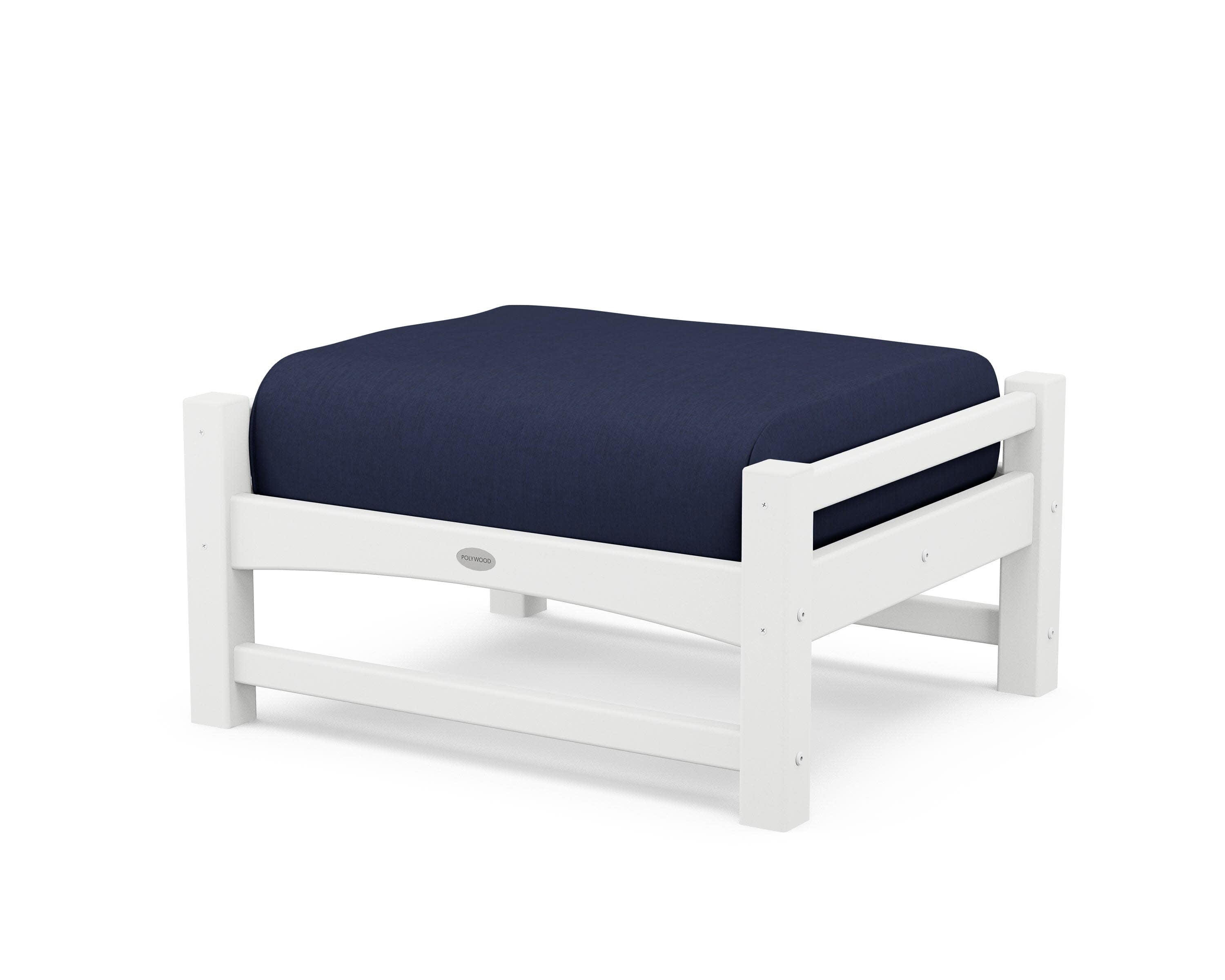 Club Ottoman in White / Spectrum Indigo