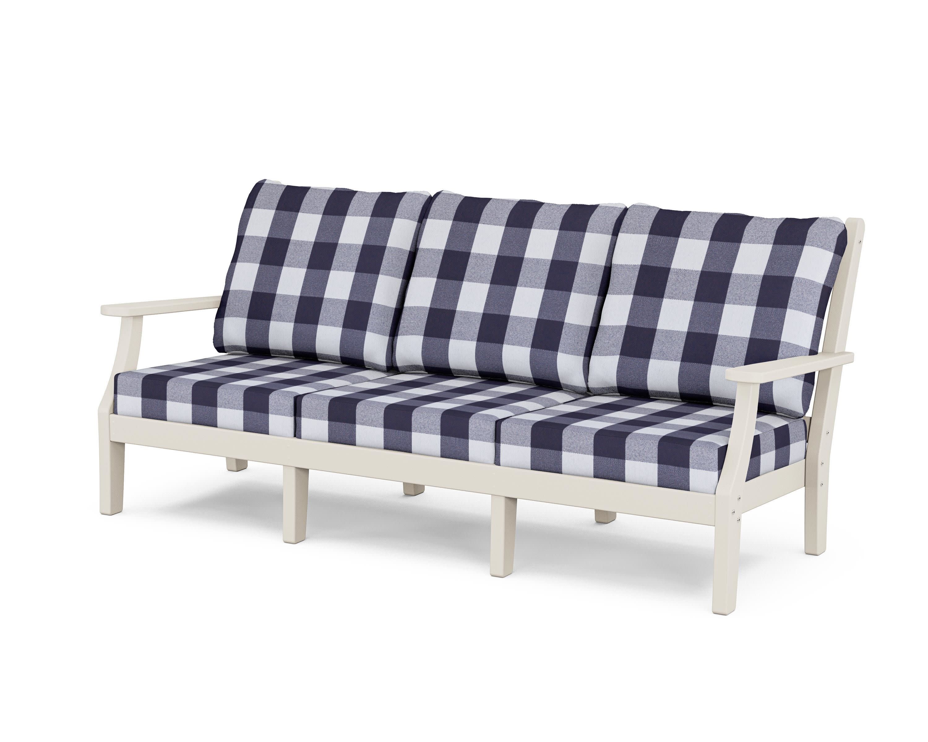 Wovendale Deep Seating Sofa in Sand / Buffalo Plaid Navy