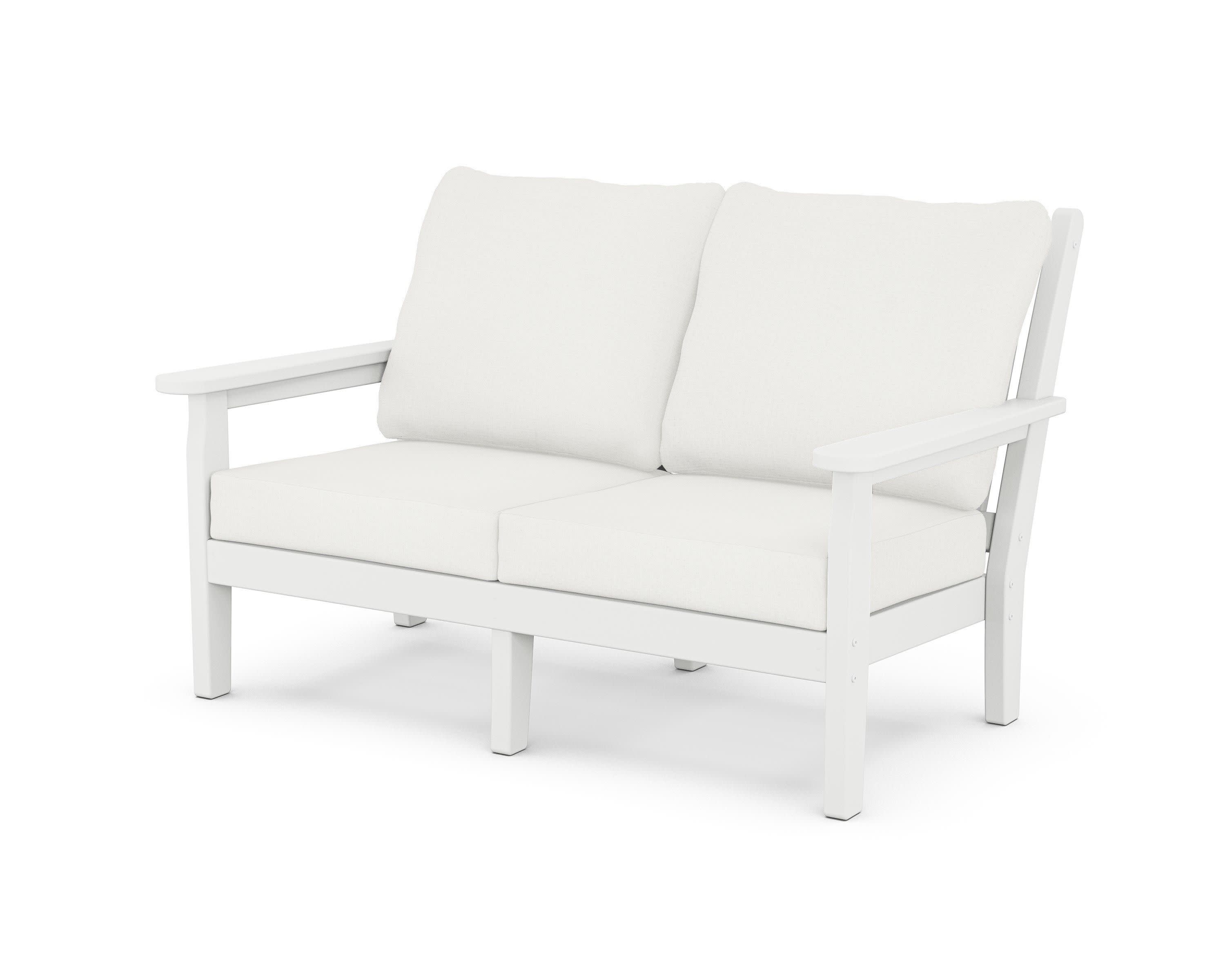 Chippendale Deep Seating Loveseat in White / Natural Linen