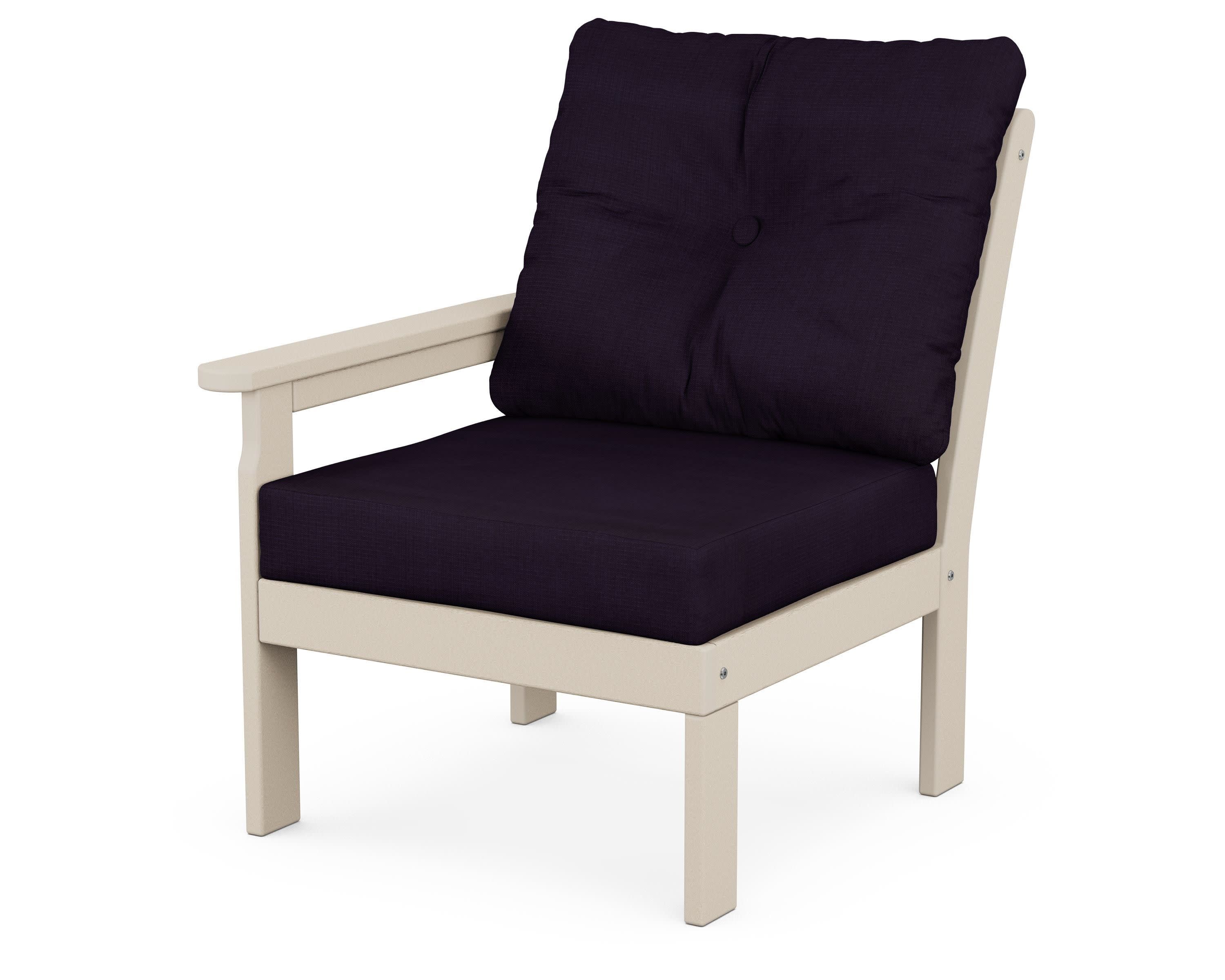 Vineyard Modular Left Arm Chair in Sand / Navy Linen