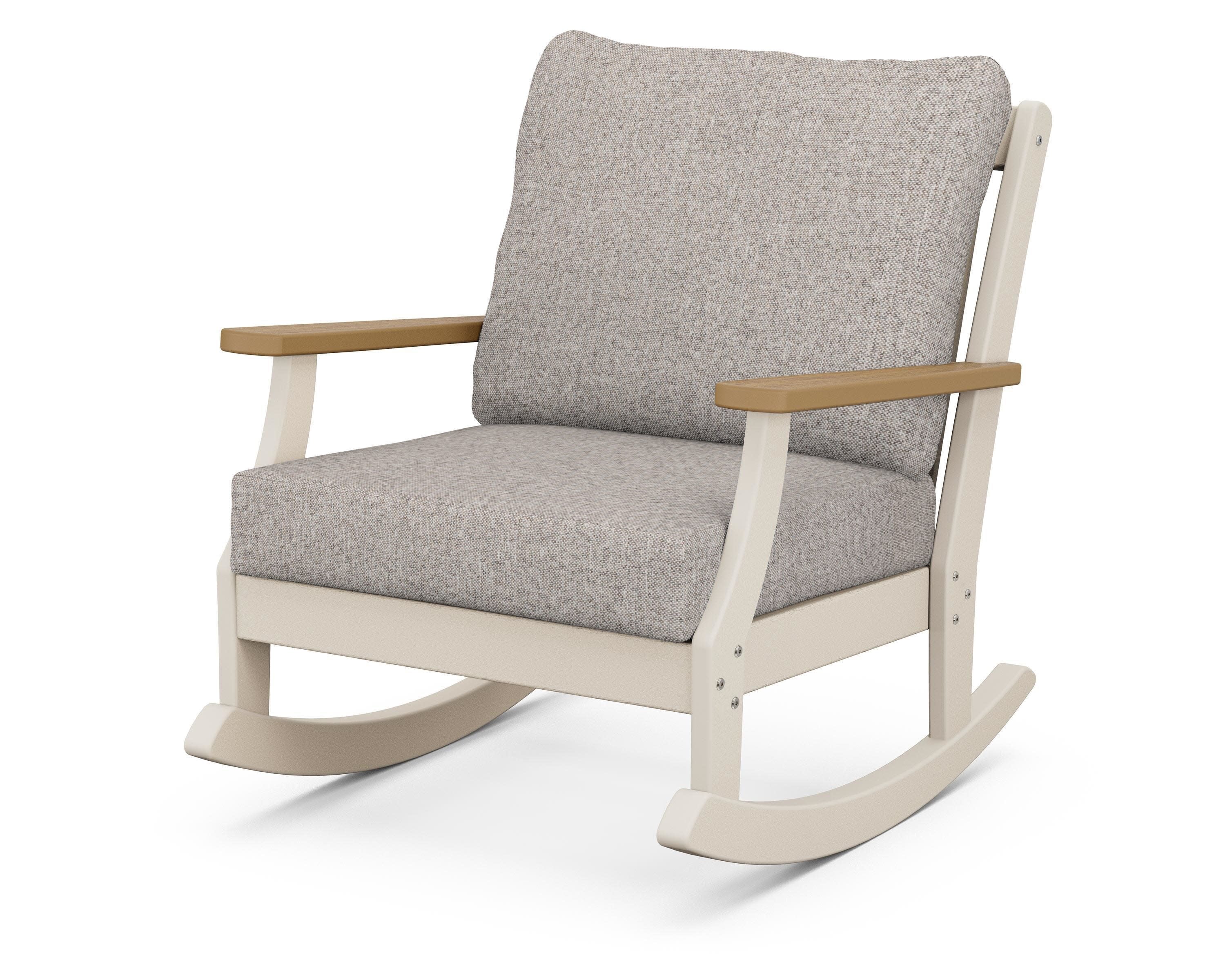 Braxton Deep Seating Rocking Chair in Sand / Natural / Weathered Tweed