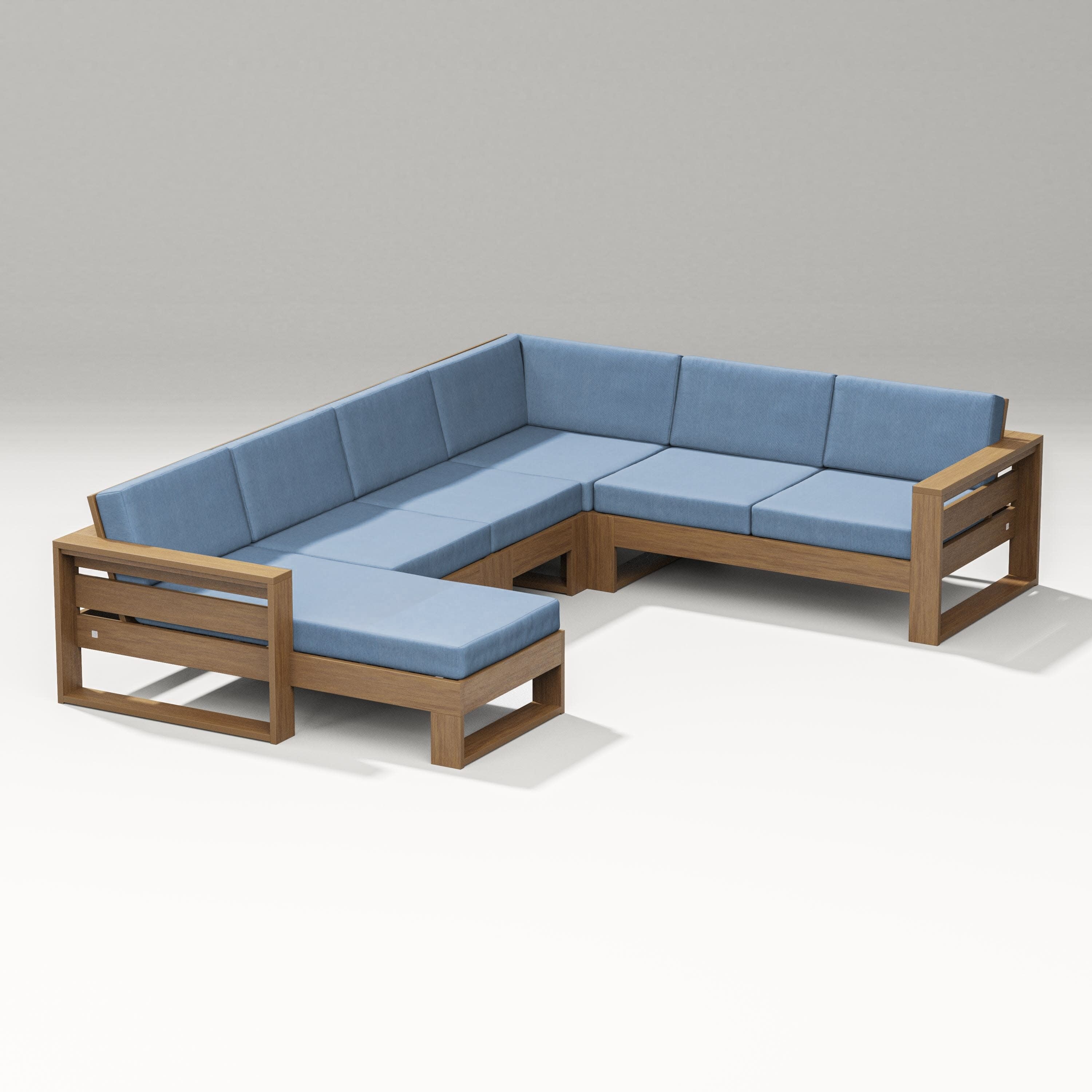 Latitude Corner Sectional with Left Chaise in Natural / Sky Blue