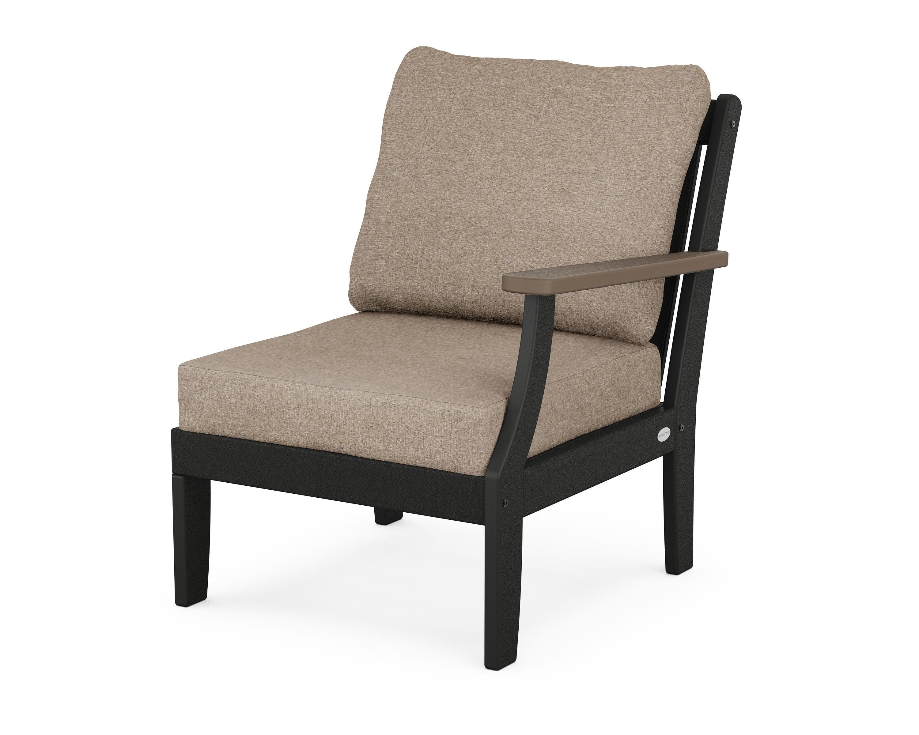 Braxton Modular Right Arm Chair in Black / Kona / Spiced Burlap