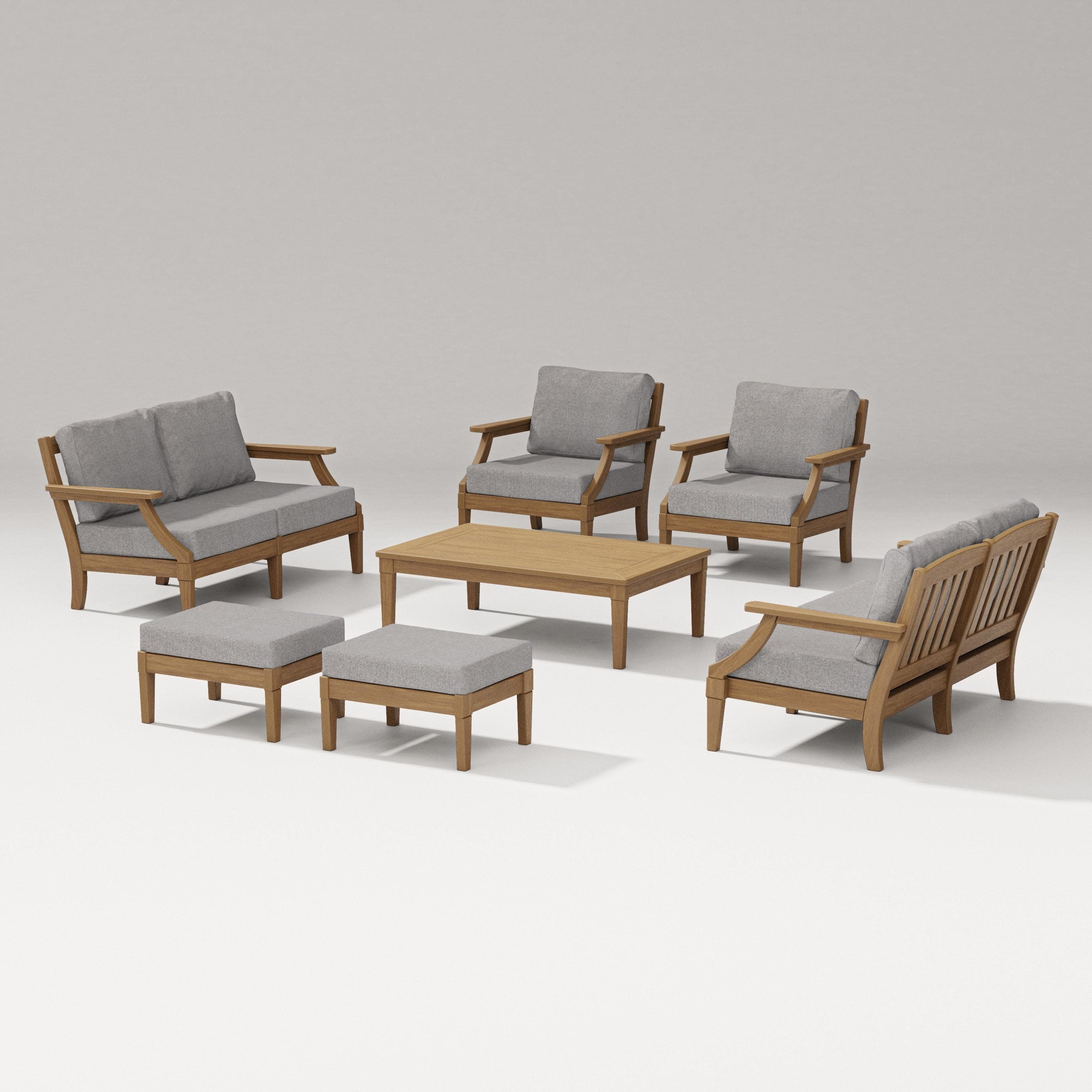 Estate 7-Piece Lounge Loveseat Set in Natural / Grey Mist