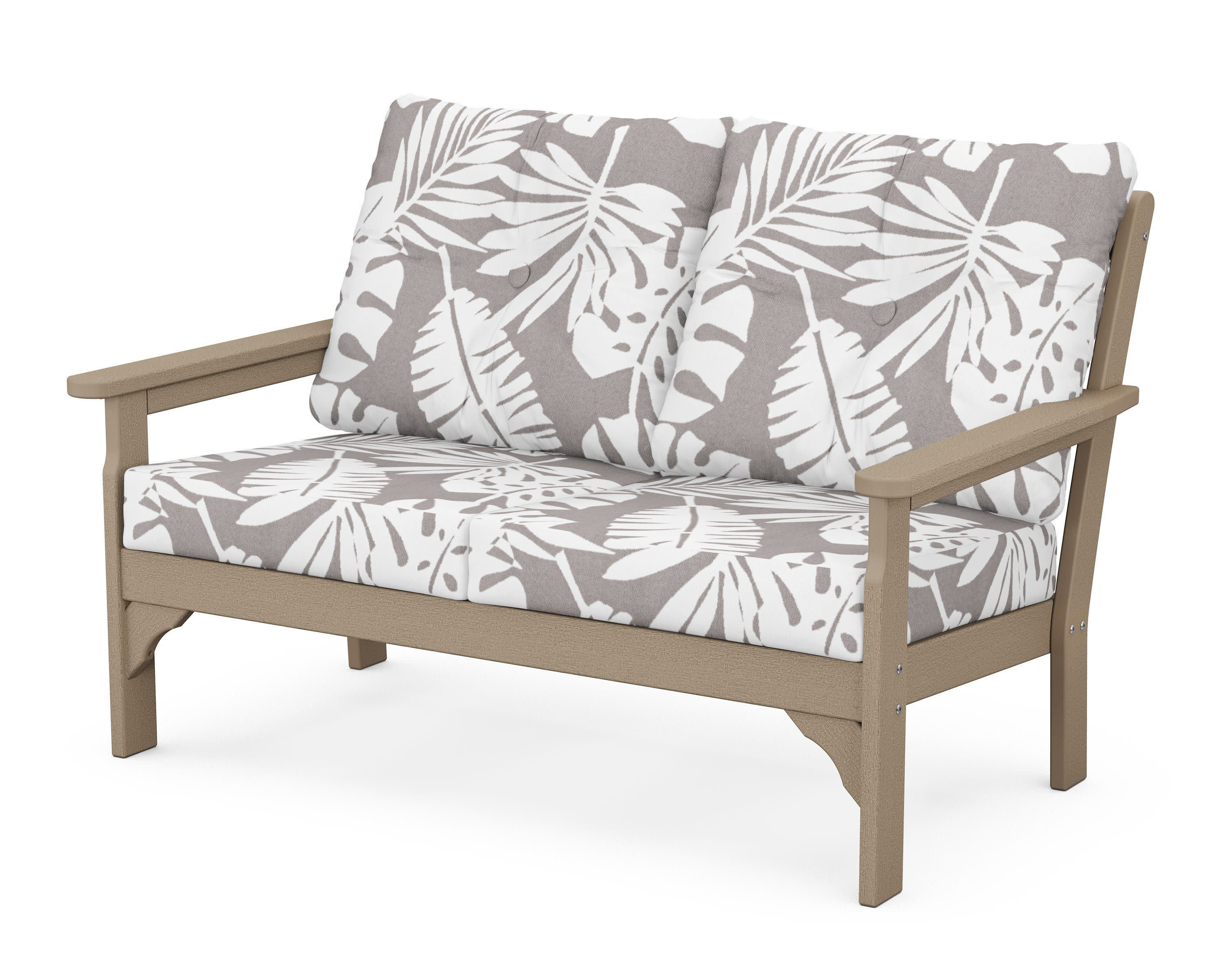 Vineyard Deep Seating Loveseat in Vintage Sahara / Leaf Grey Mist
