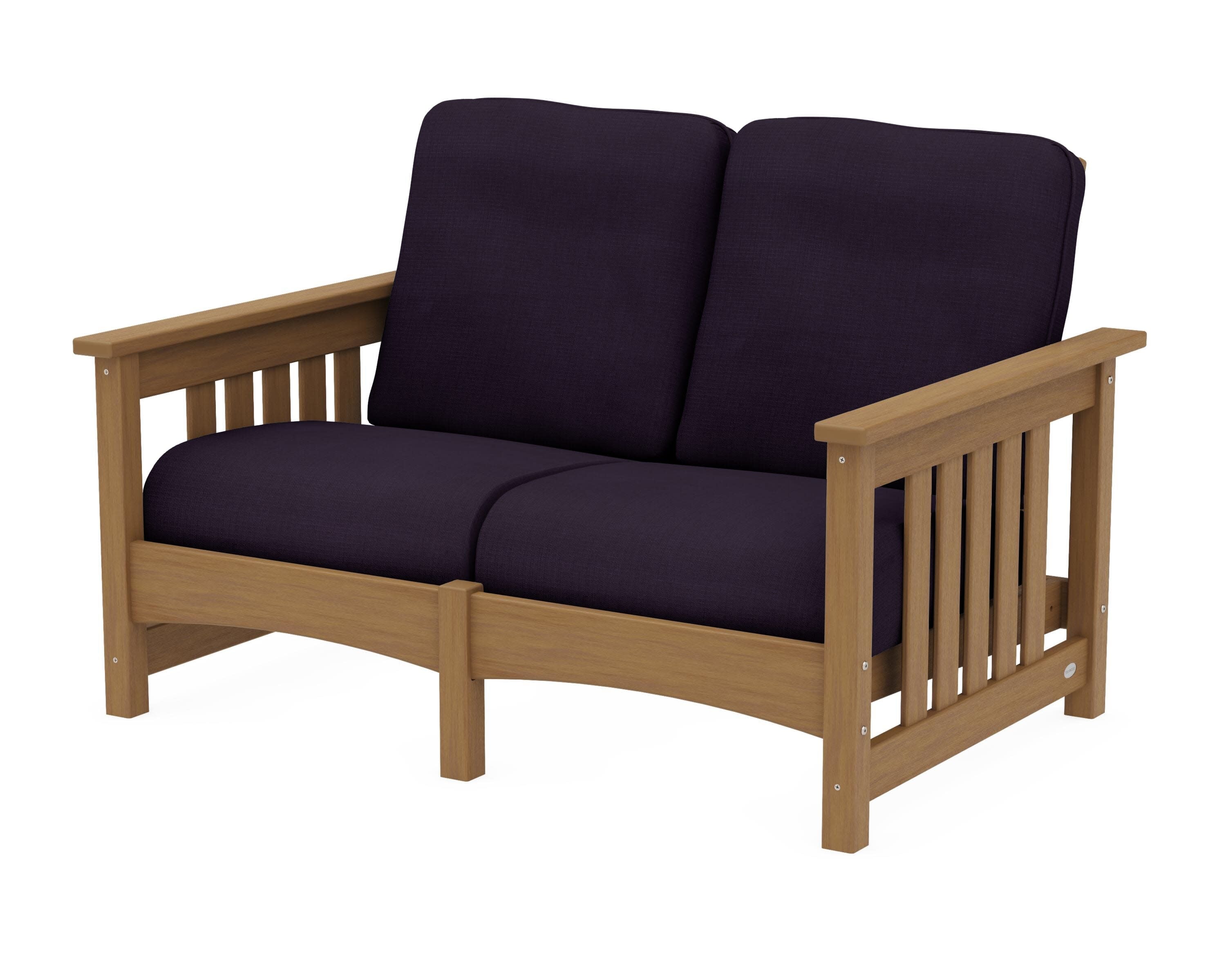 Club Mission Loveseat in Natural / Navy Linen