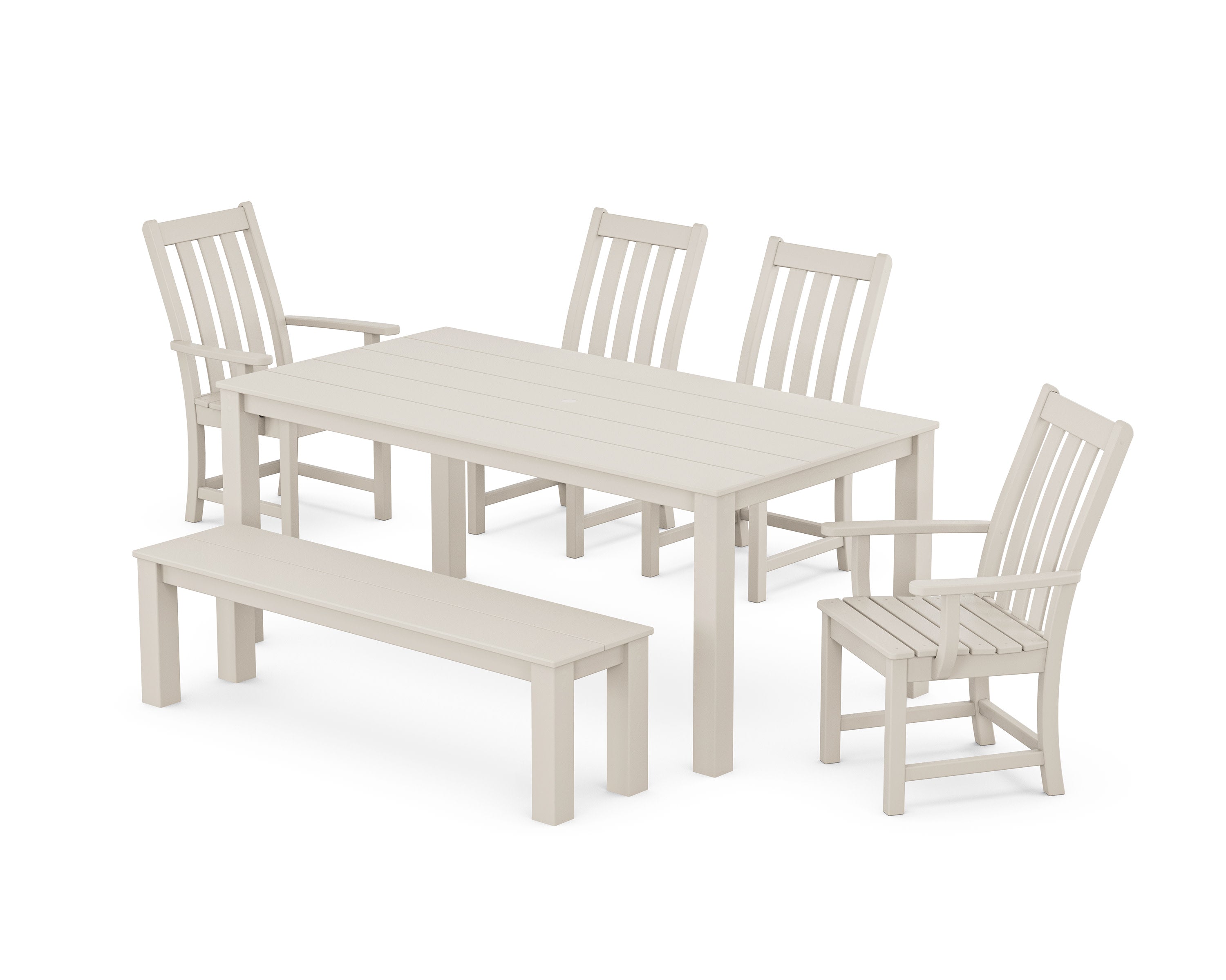 Vineyard 6-Piece Parsons Dining Set with Bench in Sand