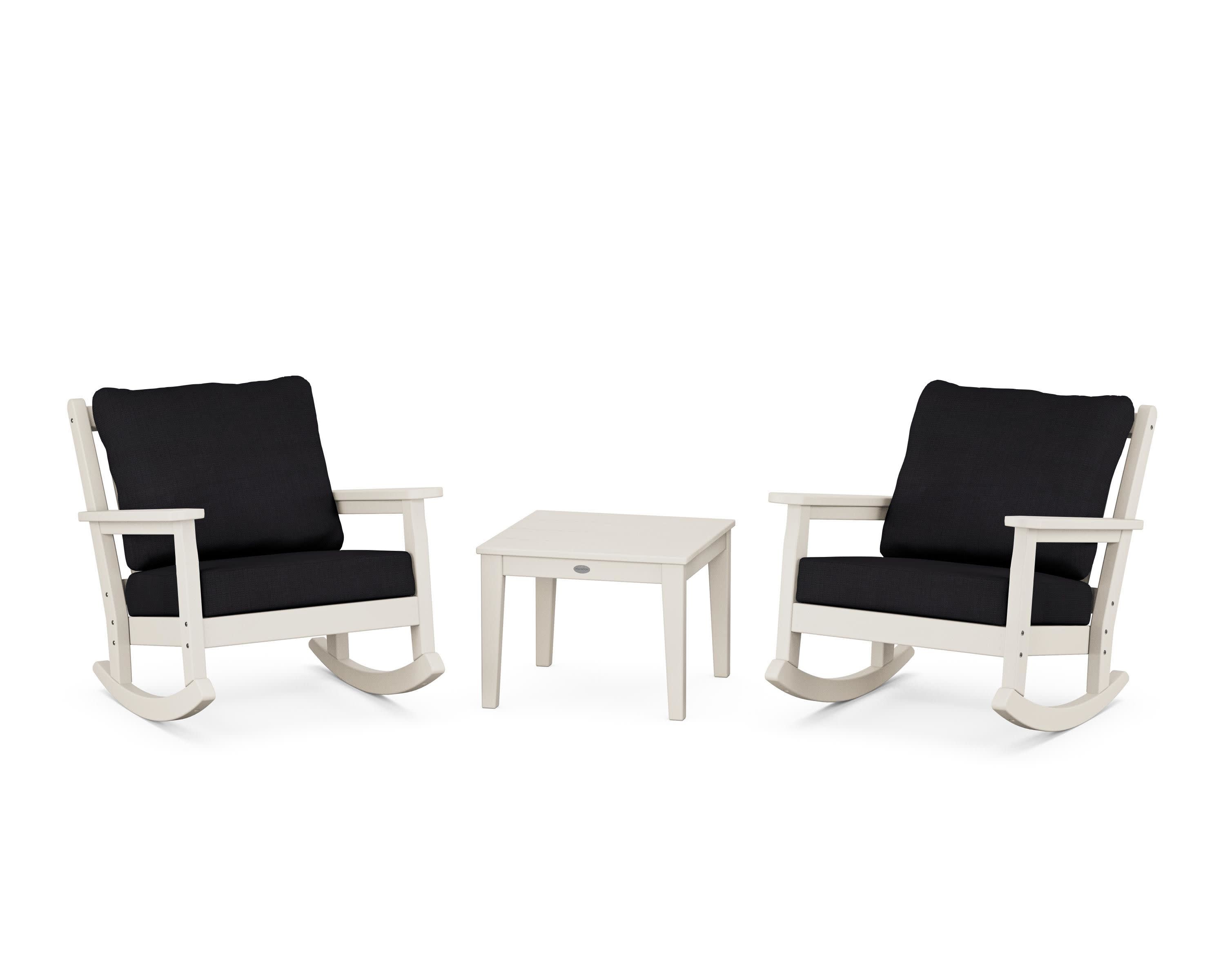 Chippendale 3-Piece Deep Seating Rocker Set in Sand / Midnight Linen