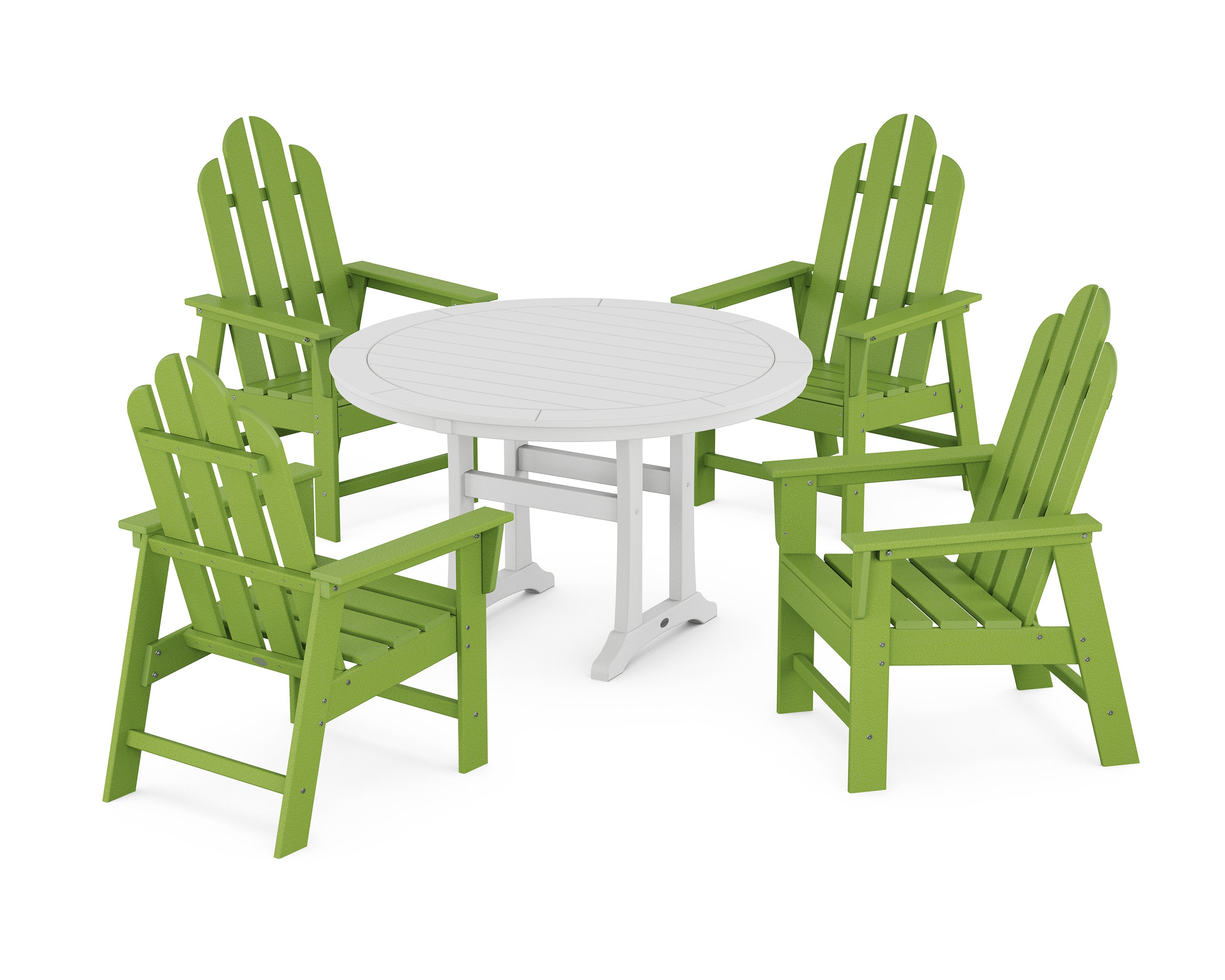 Long Island 5-Piece Round Dining Set with Trestle Legs in Lime / White