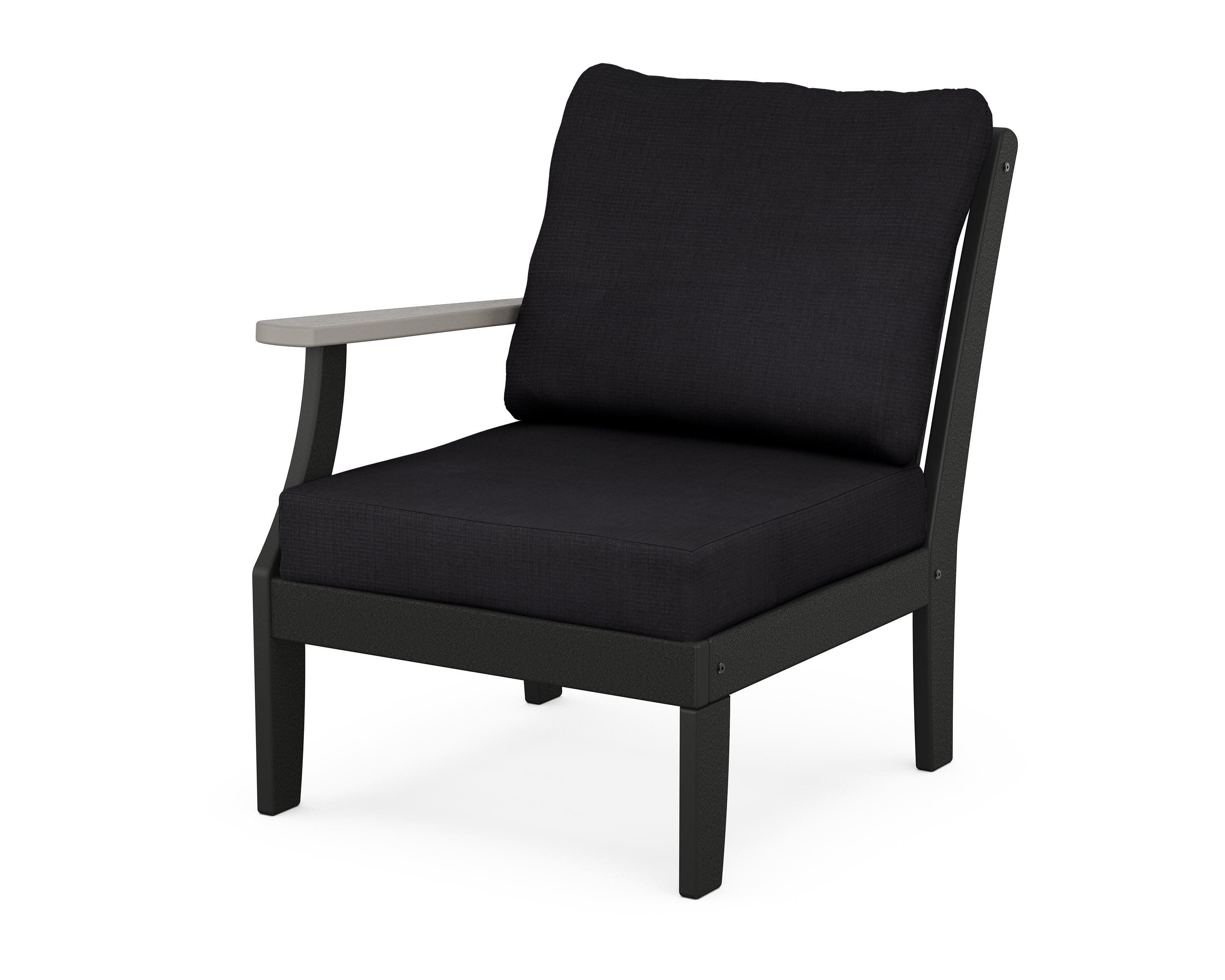 Braxton Modular Left Arm Chair in Black / Driftwood / Midnight Linen
