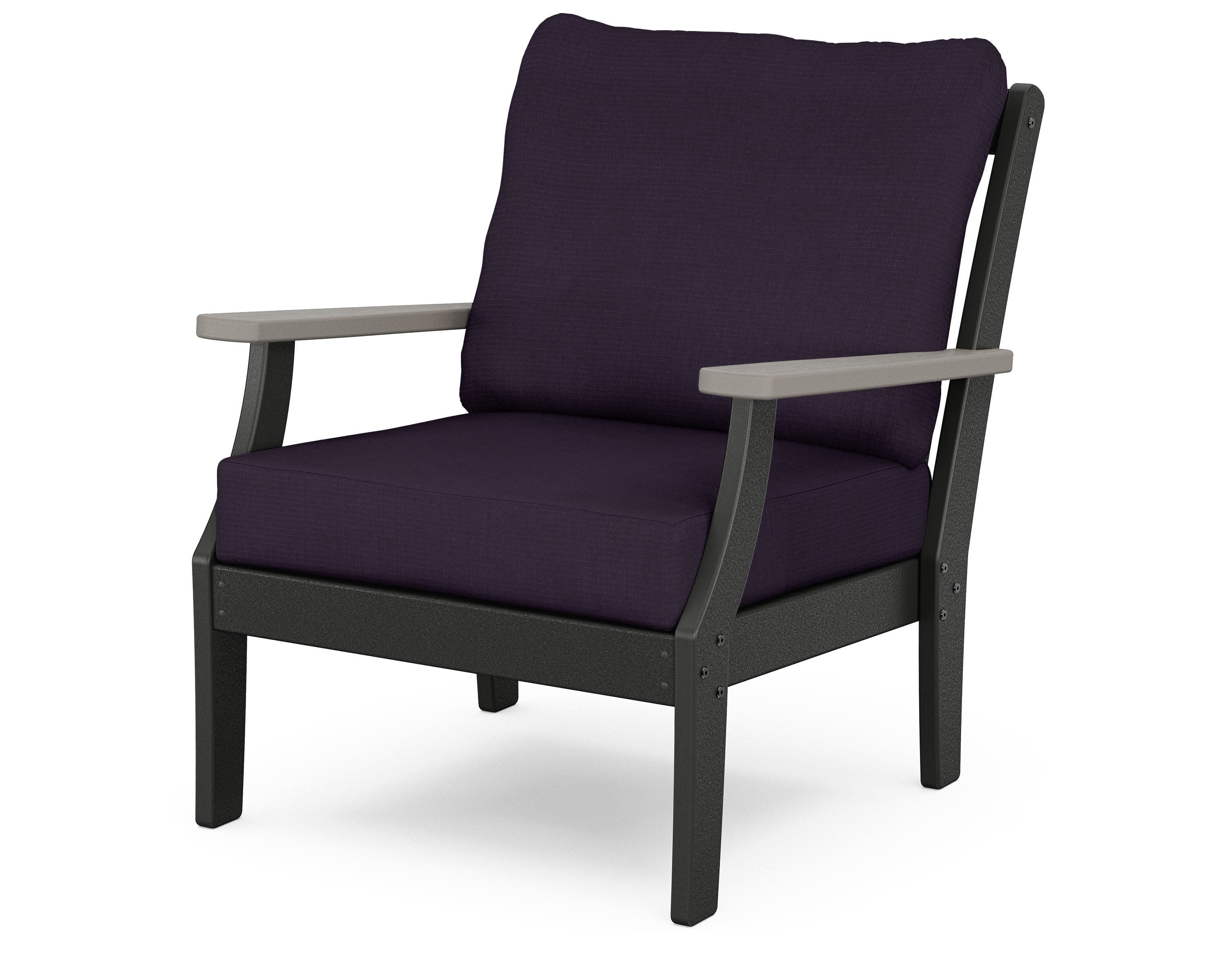Braxton Deep Seating Chair in Black / Driftwood / Navy Linen
