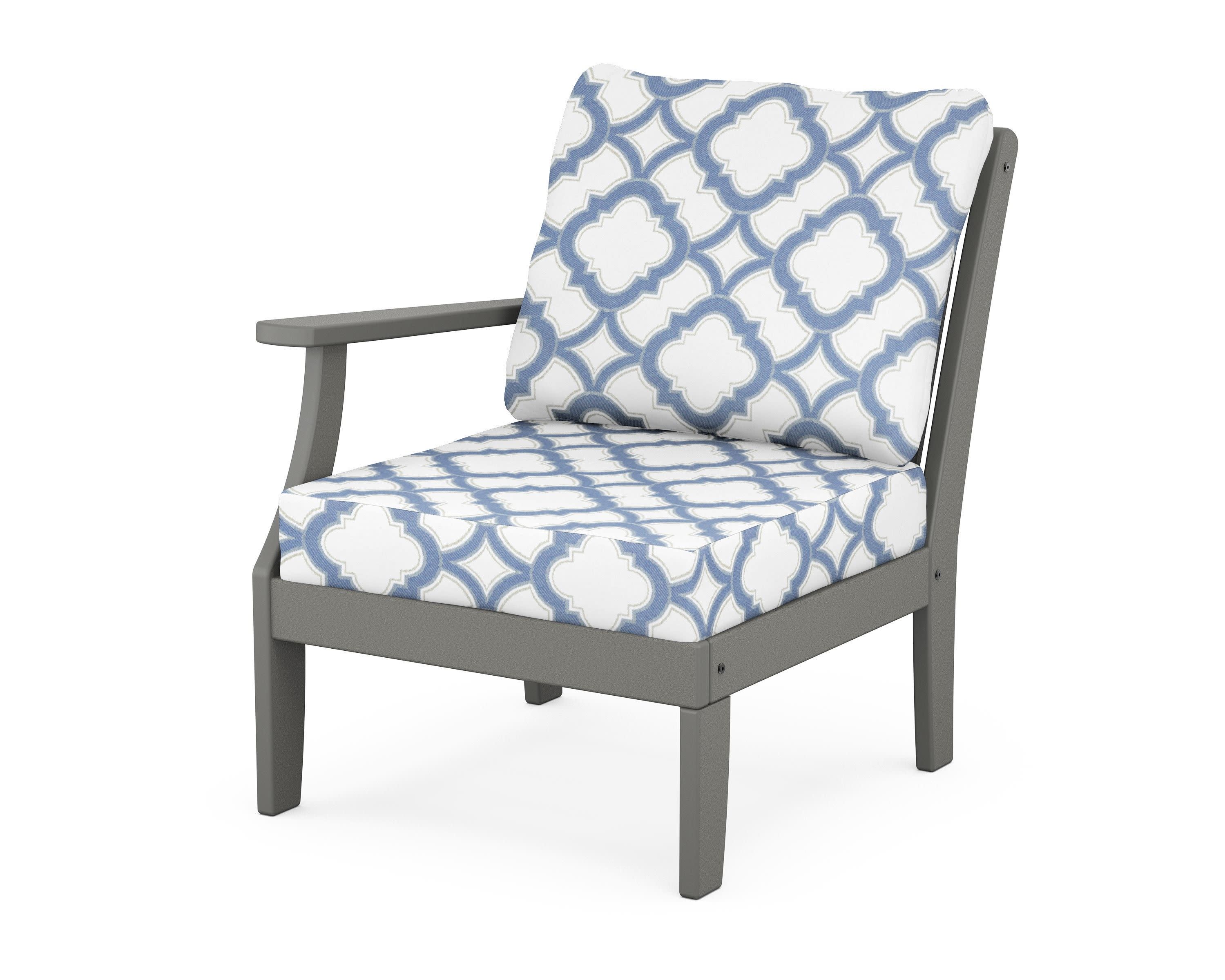 Braxton Modular Left Arm Chair in Slate Grey / Trellis Sky Blue